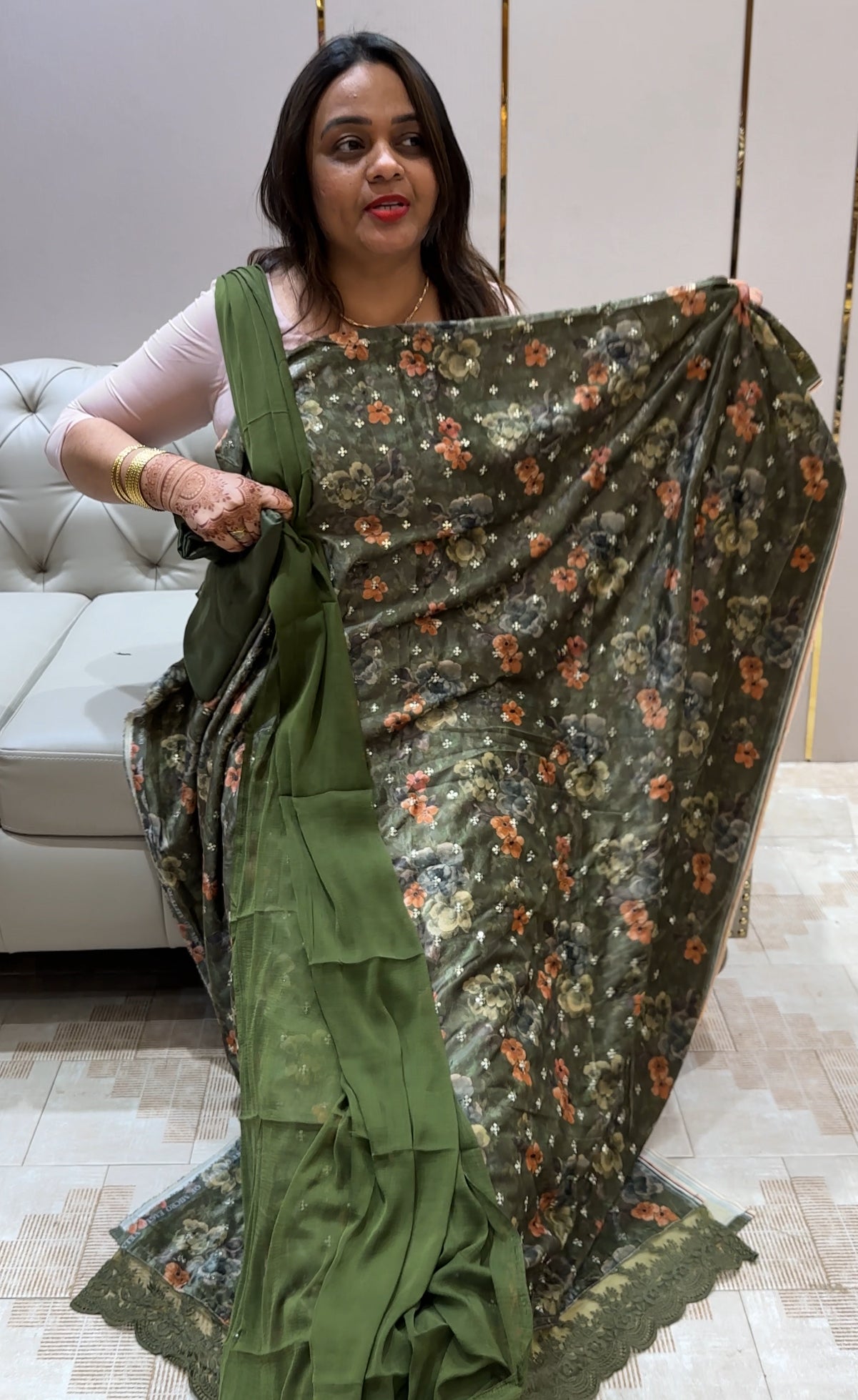 PRINTED VELVET UNSTITCHED SALWAR SUITS - IHA 21972
