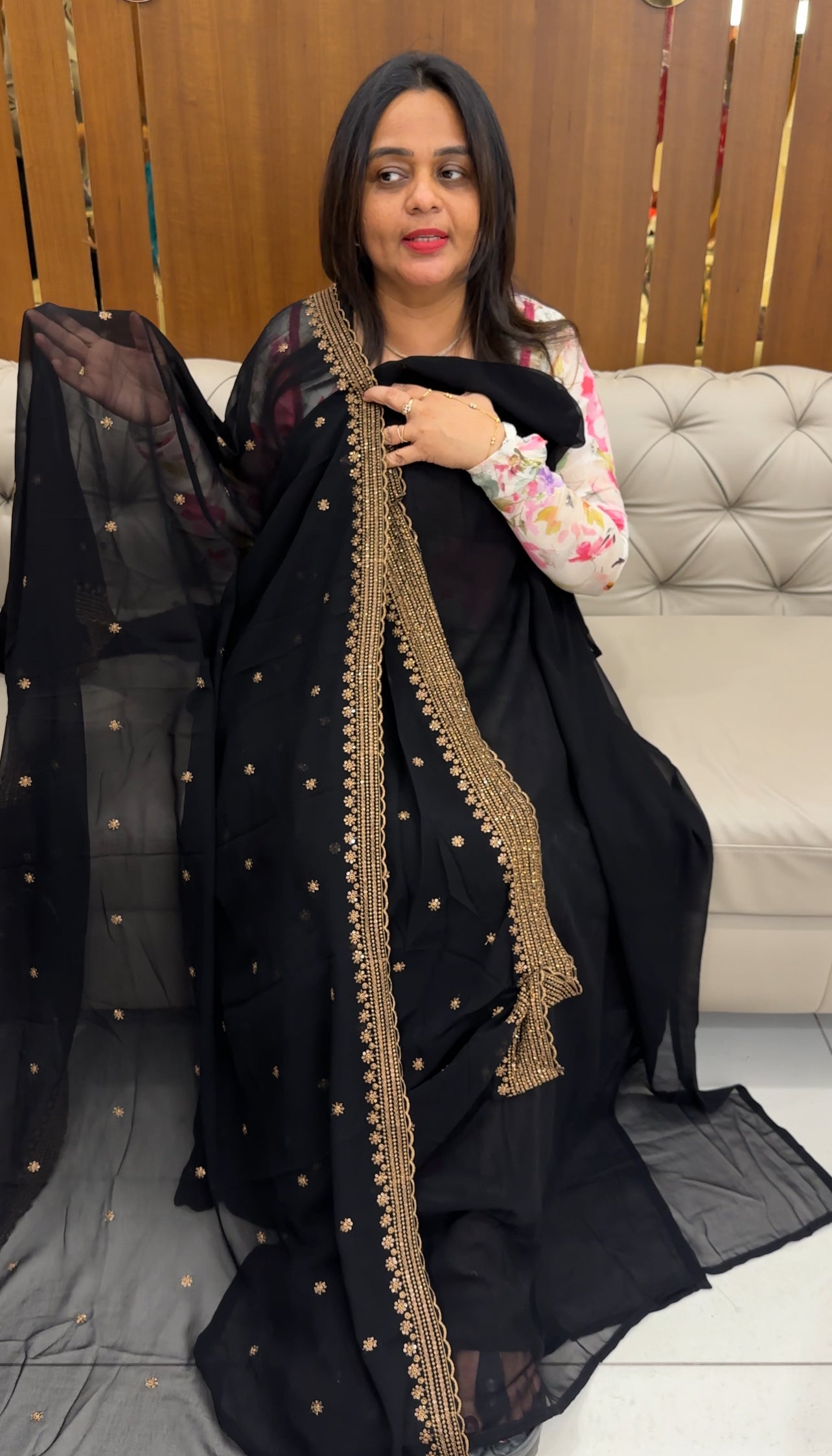 HAND WORKED UNSTITCHED SALWAR SUITS - IHA 26075