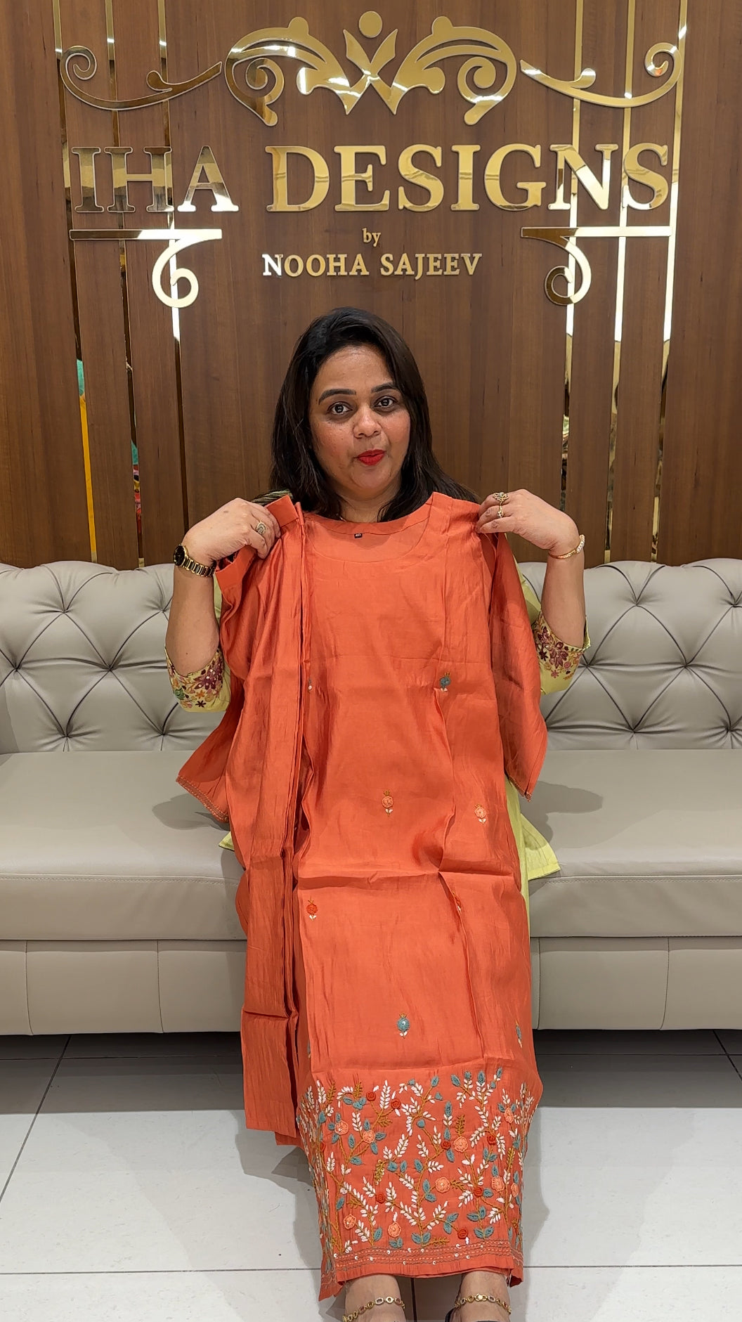 HAND WORKED MODAL CHANDERI TOP AND BOTTOM - IHA 25758