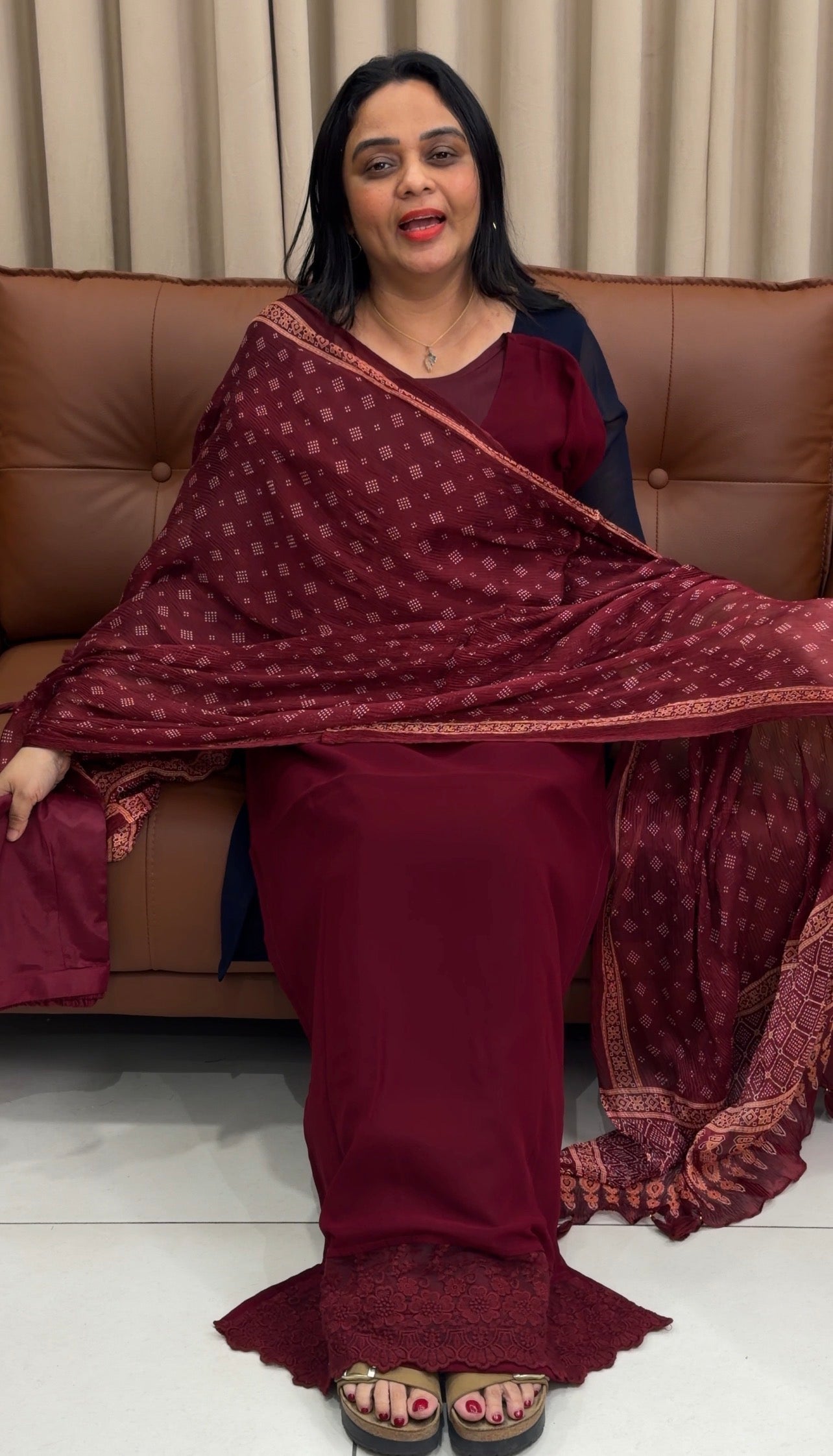 IHA'S IN-HOUSE GEORGETTE TOP,BOTTOM AND DUPATTA - IHA 33588