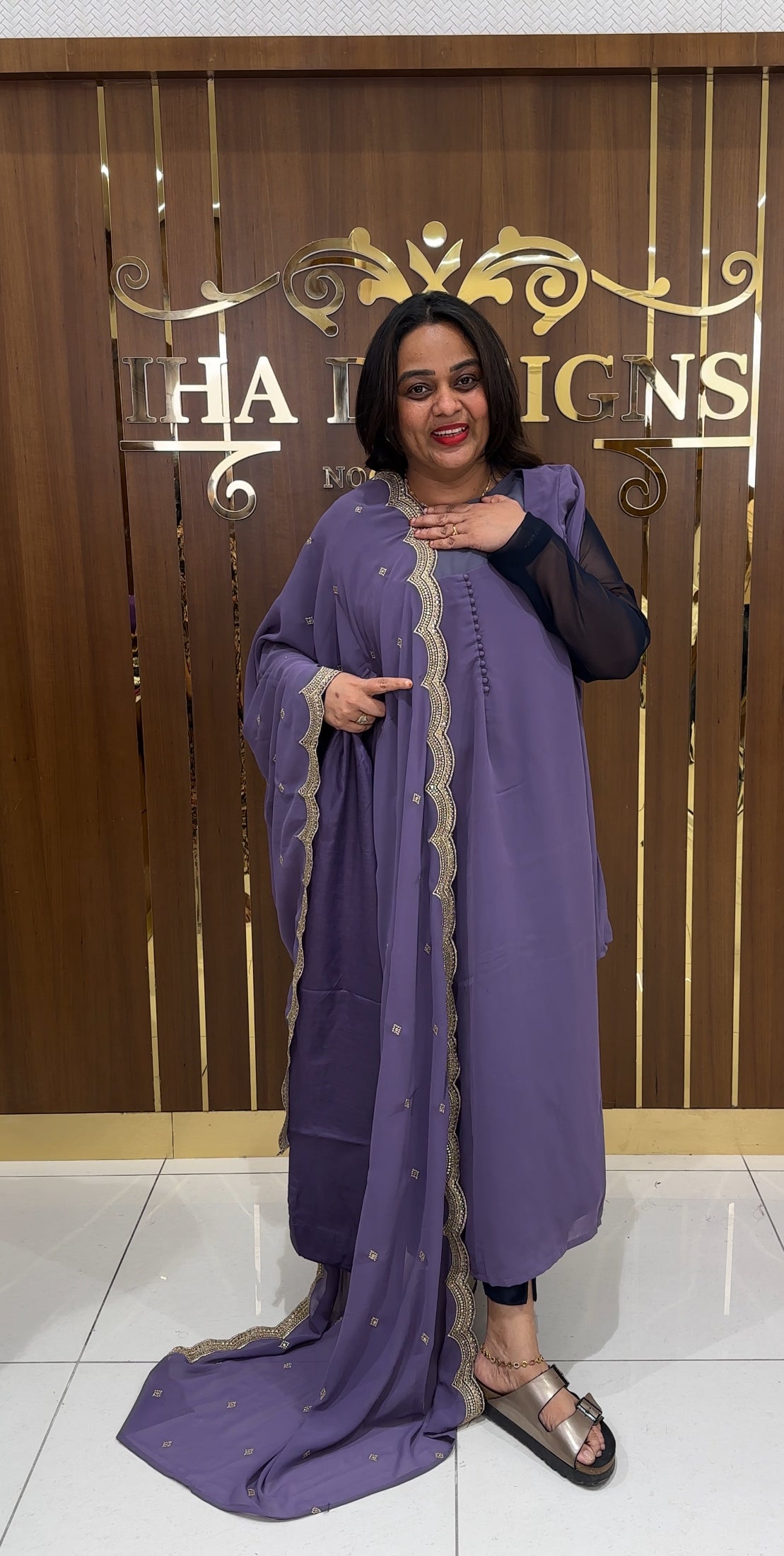 IHA'S IN- HOUSE SLITTED TOP , BOTTOM AND DUPATTA - IHA 24847