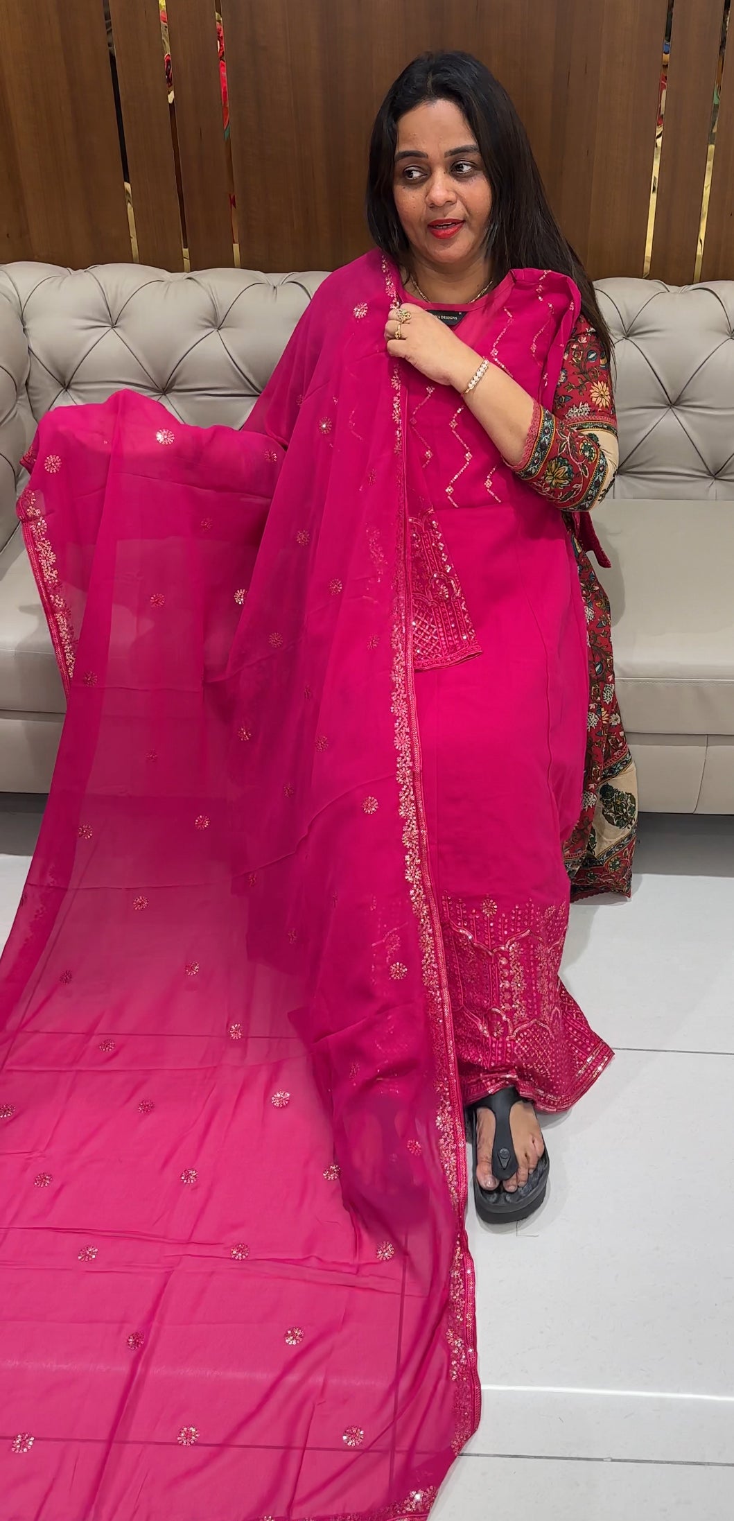 DESIGNER A-LINE TOP AND DUPATTA - IHA 23330