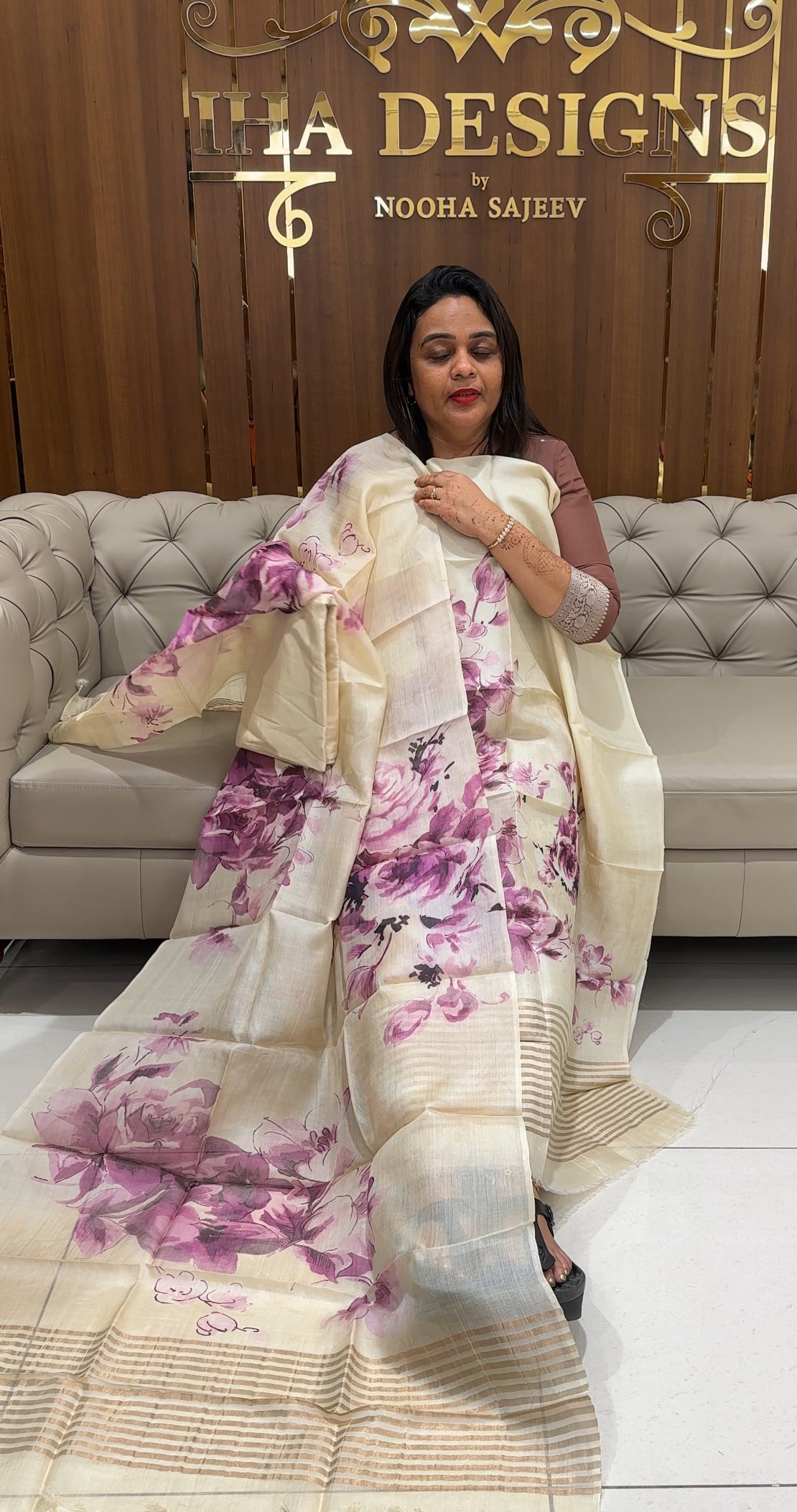 PRINTED TUSSUR SILK UNSTITCHED SALWAR SUITS - IHA 23904