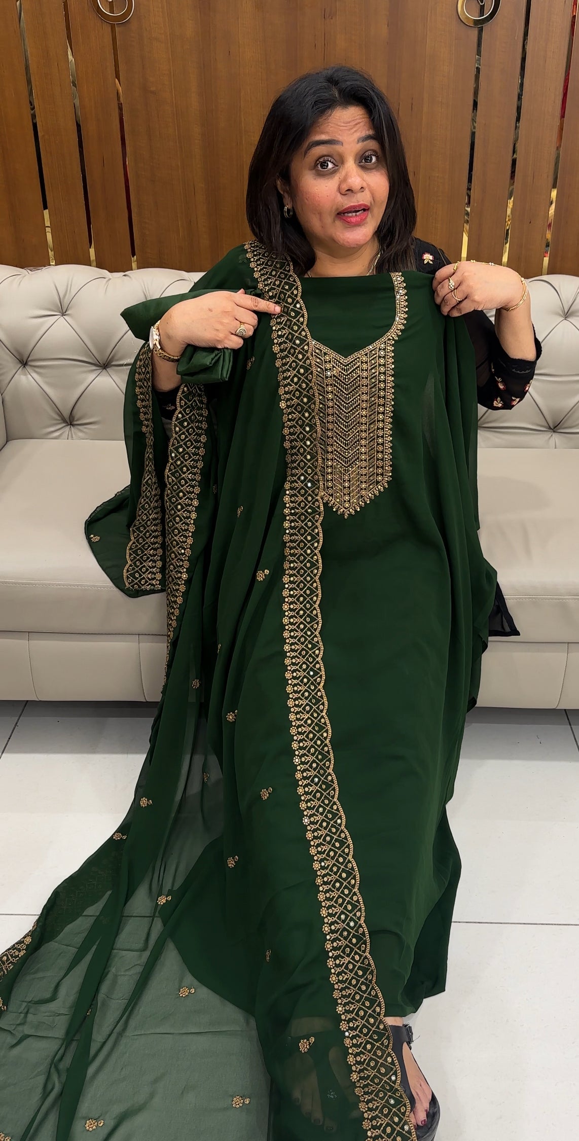 FORWARD FAUX GEORGETTE TOP,BOTTOM AND DUPATTA - IHA 26010