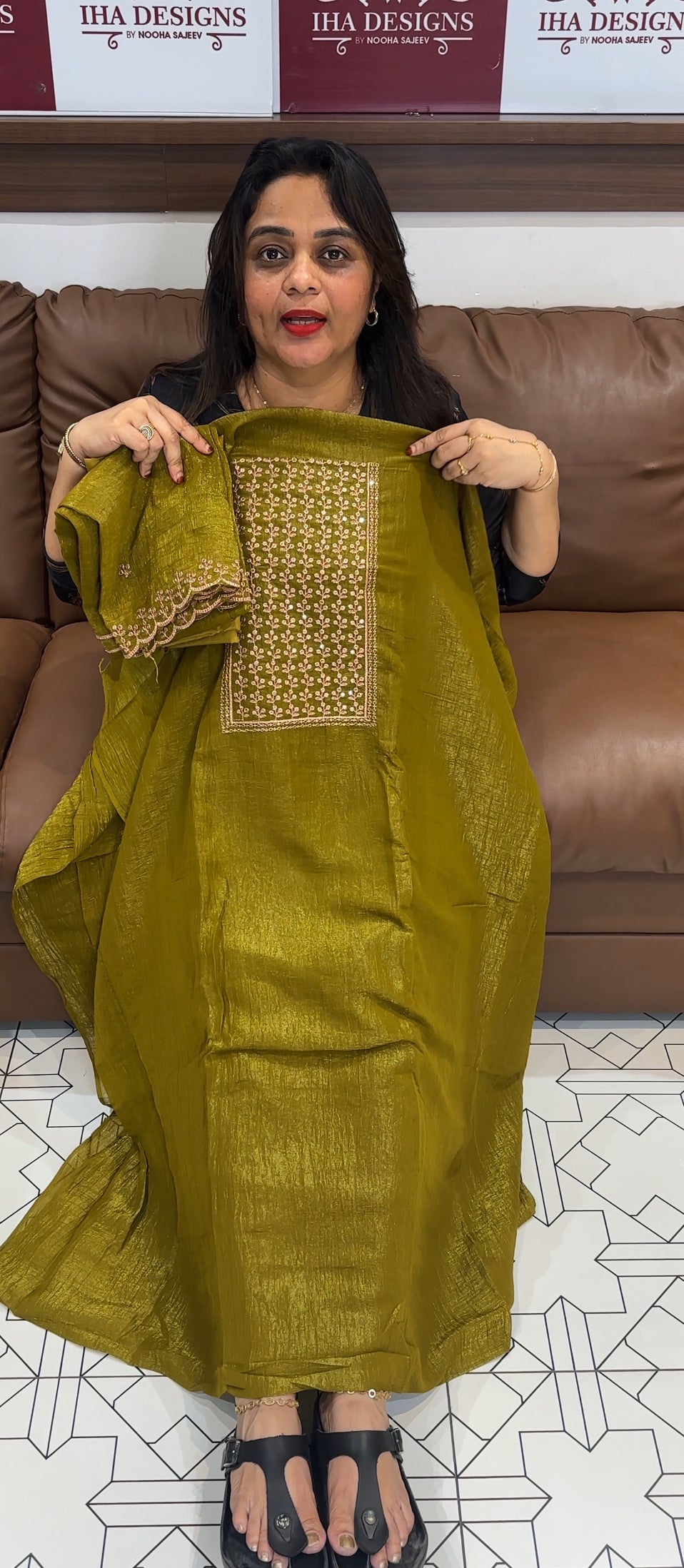 SHIMMER CHIFFON UNSTITCHED SALWAR SUITS - IHA 25176