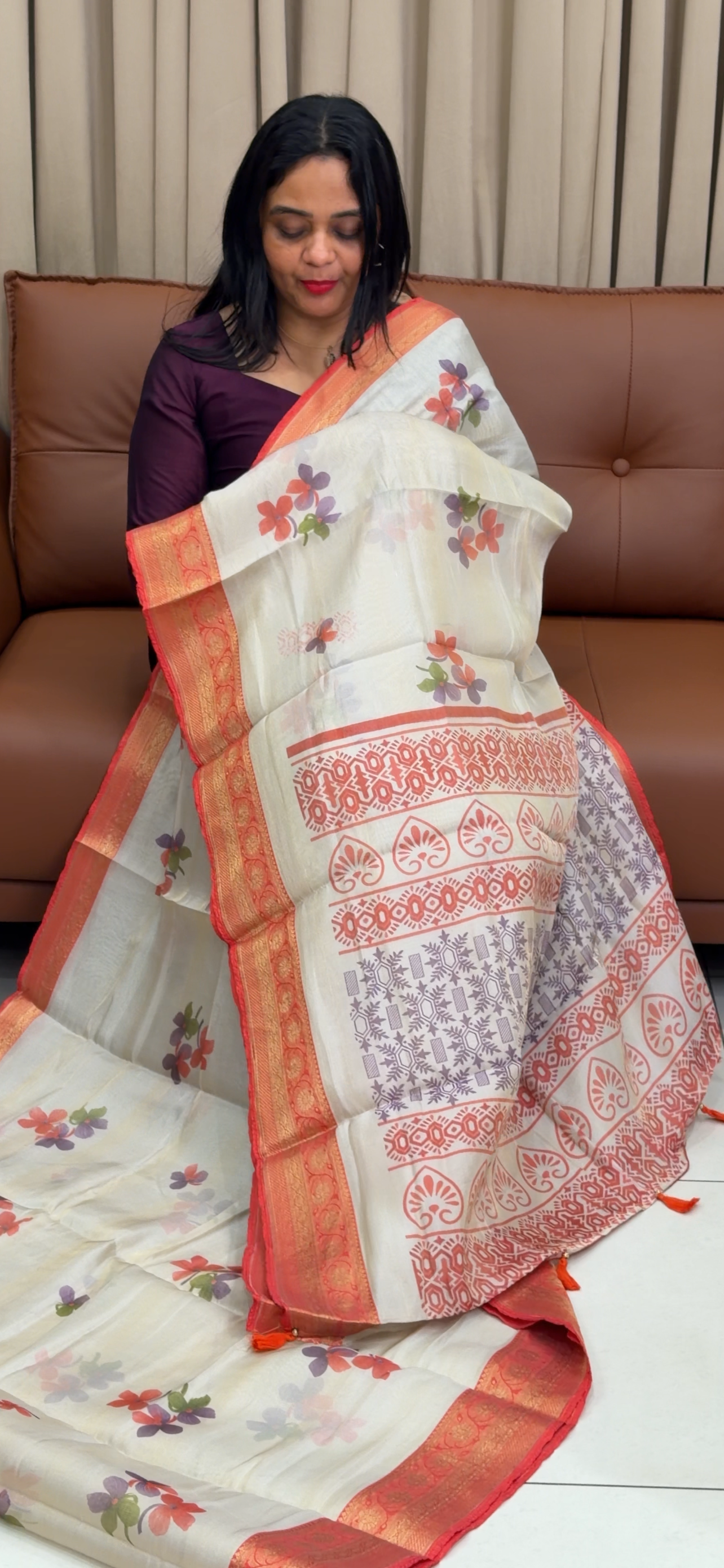 PRINTED TISSUE SAREES - IHA 33805