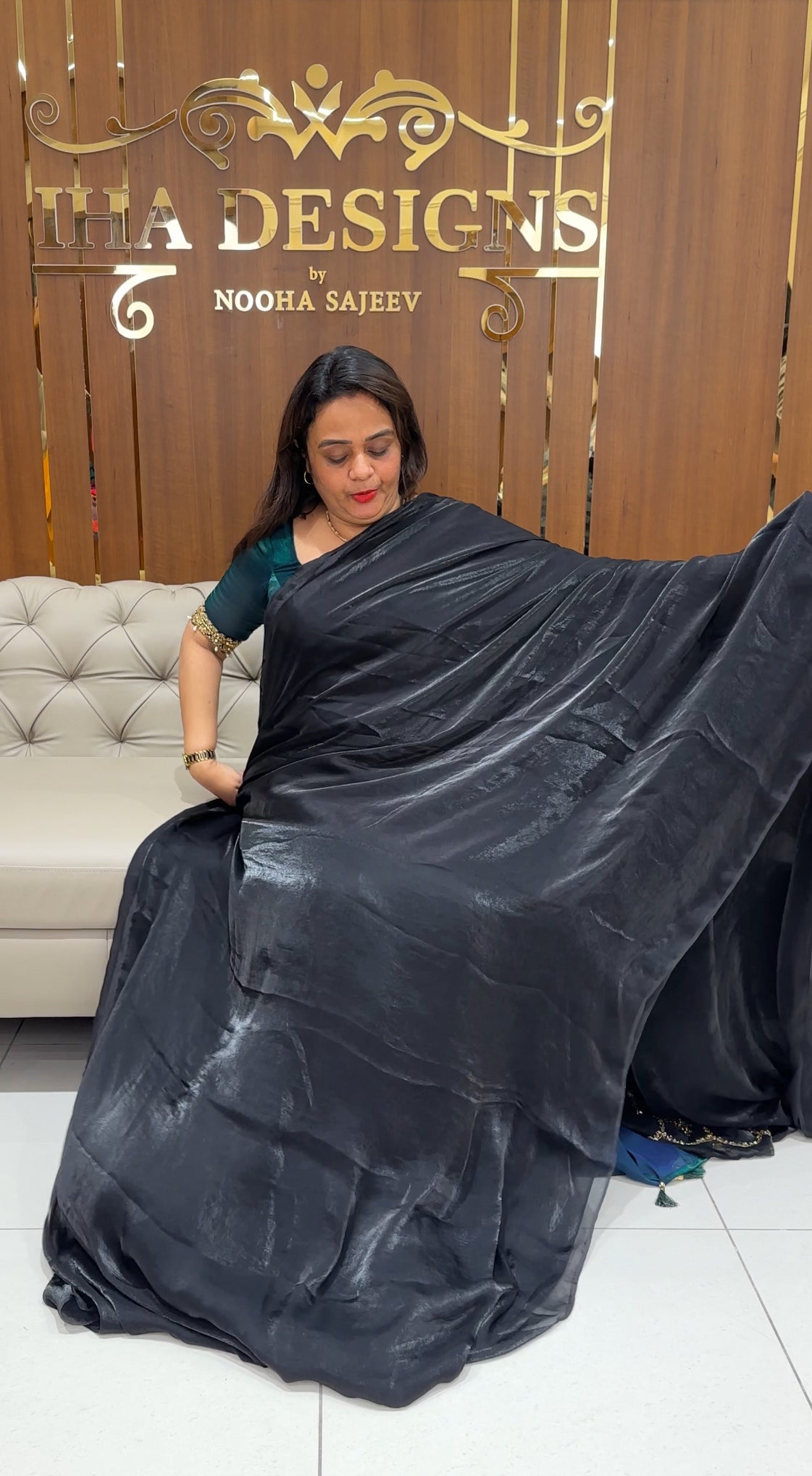 VELVET ORGANZA SAREES- IHA 23411