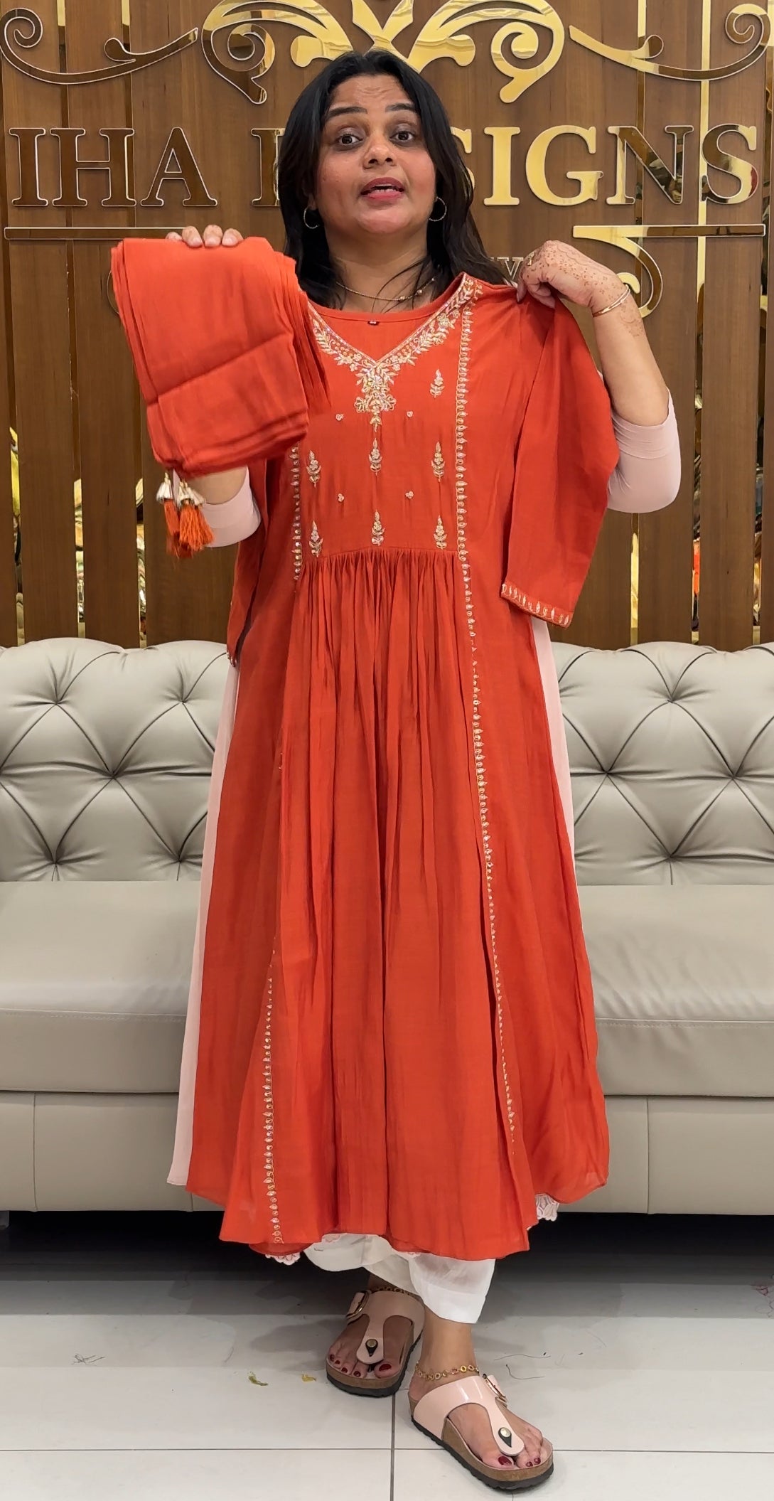 MUL CHANDERI TOP, BOTTOM AND DUPATTA - IHA 27495