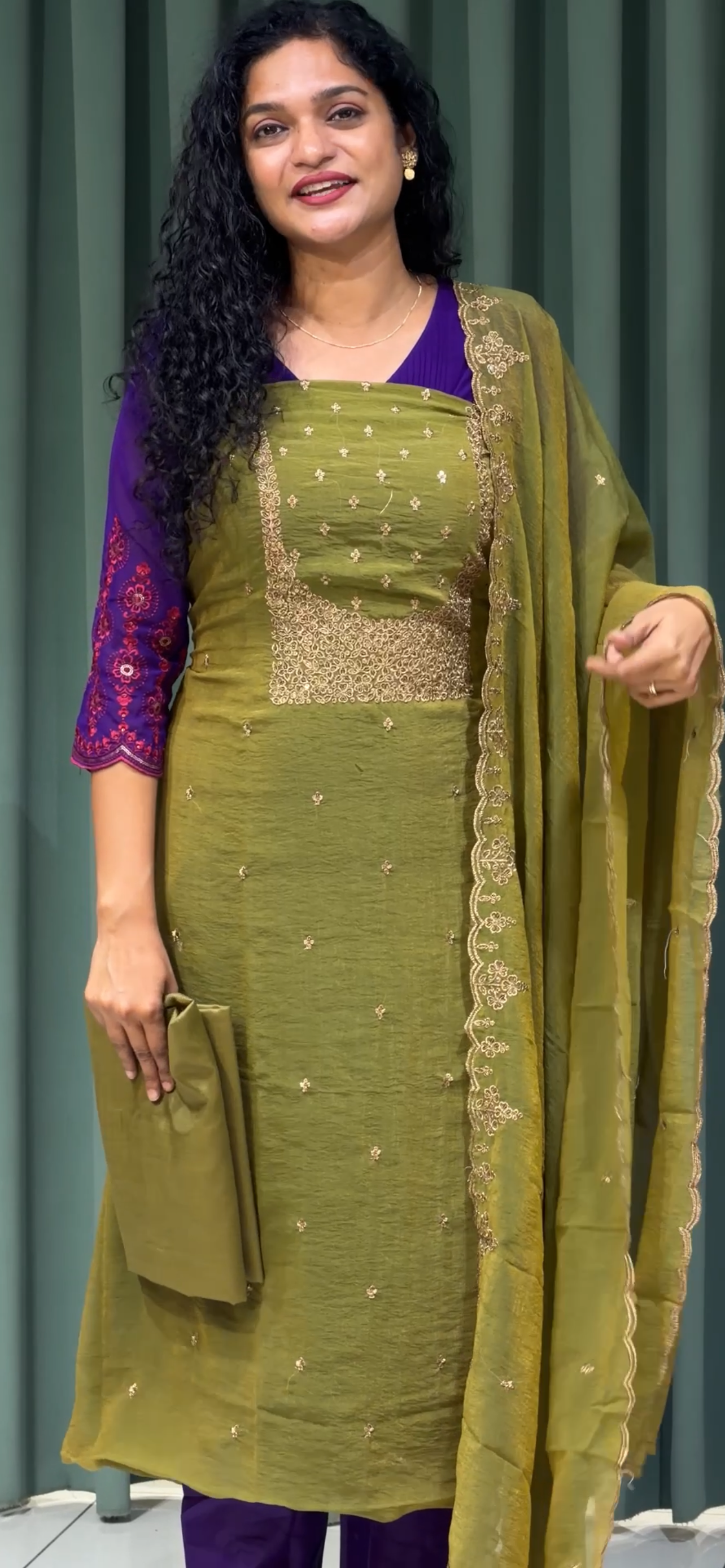 CRUSHED ORGANZA UNSTITCHED SALWAR SUITS - IHA 33712