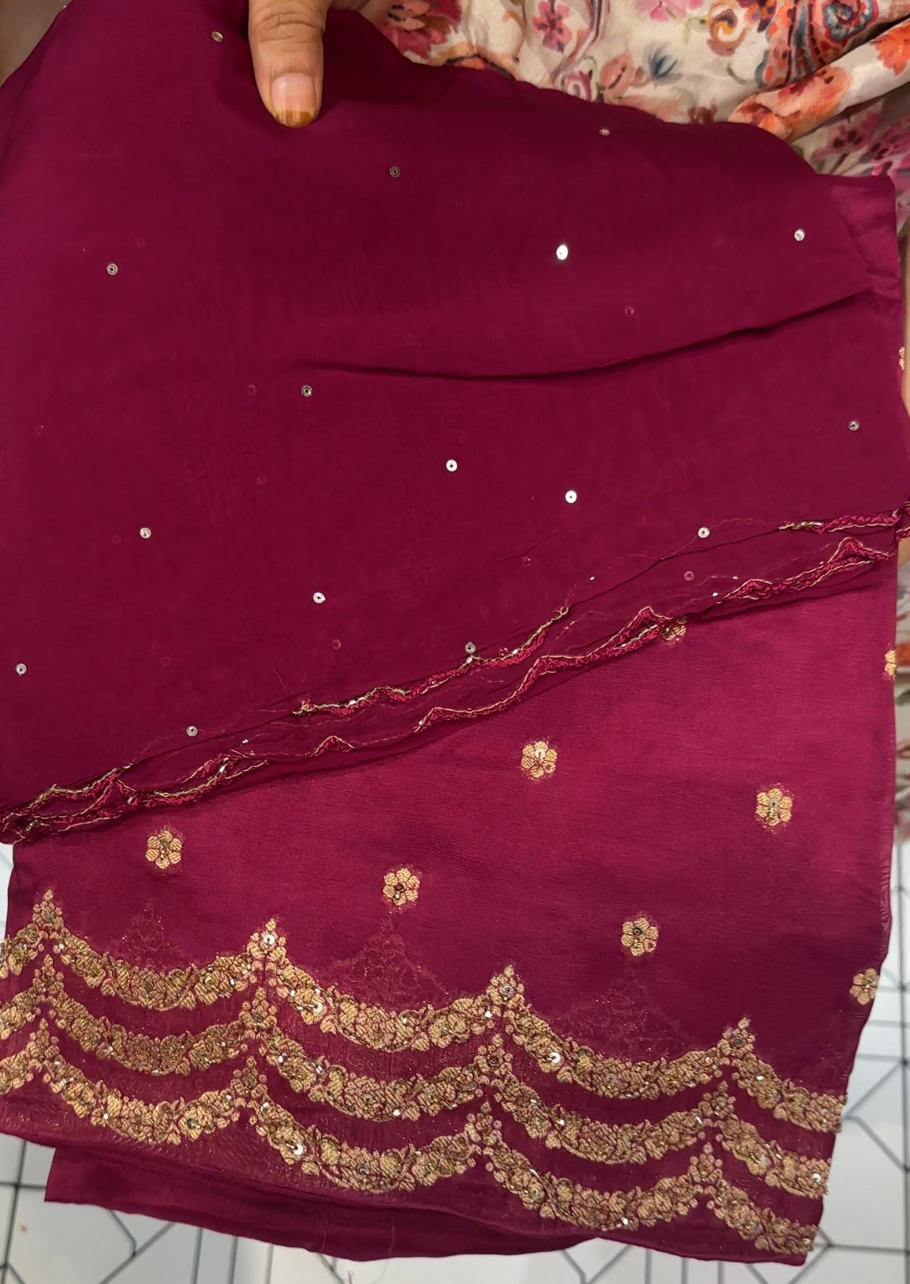 HAND WORKED UNSTITCHED SALWAR SUITS - IHA 26149