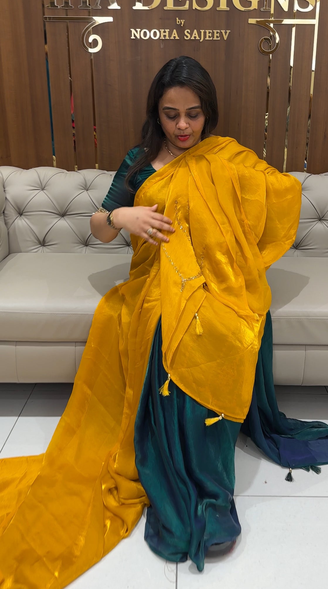 VELVET ORGANZA SAREES- IHA 23411