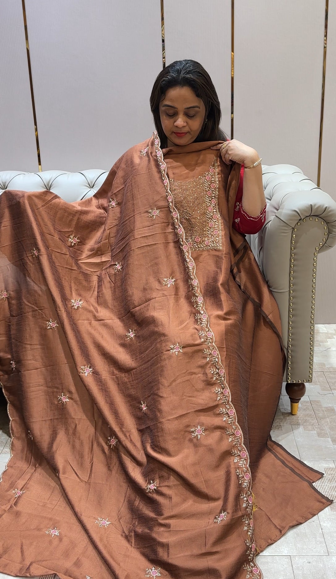SEMI RAW SILK UNSTITCHED SALWAR SUITS - IHA 22567