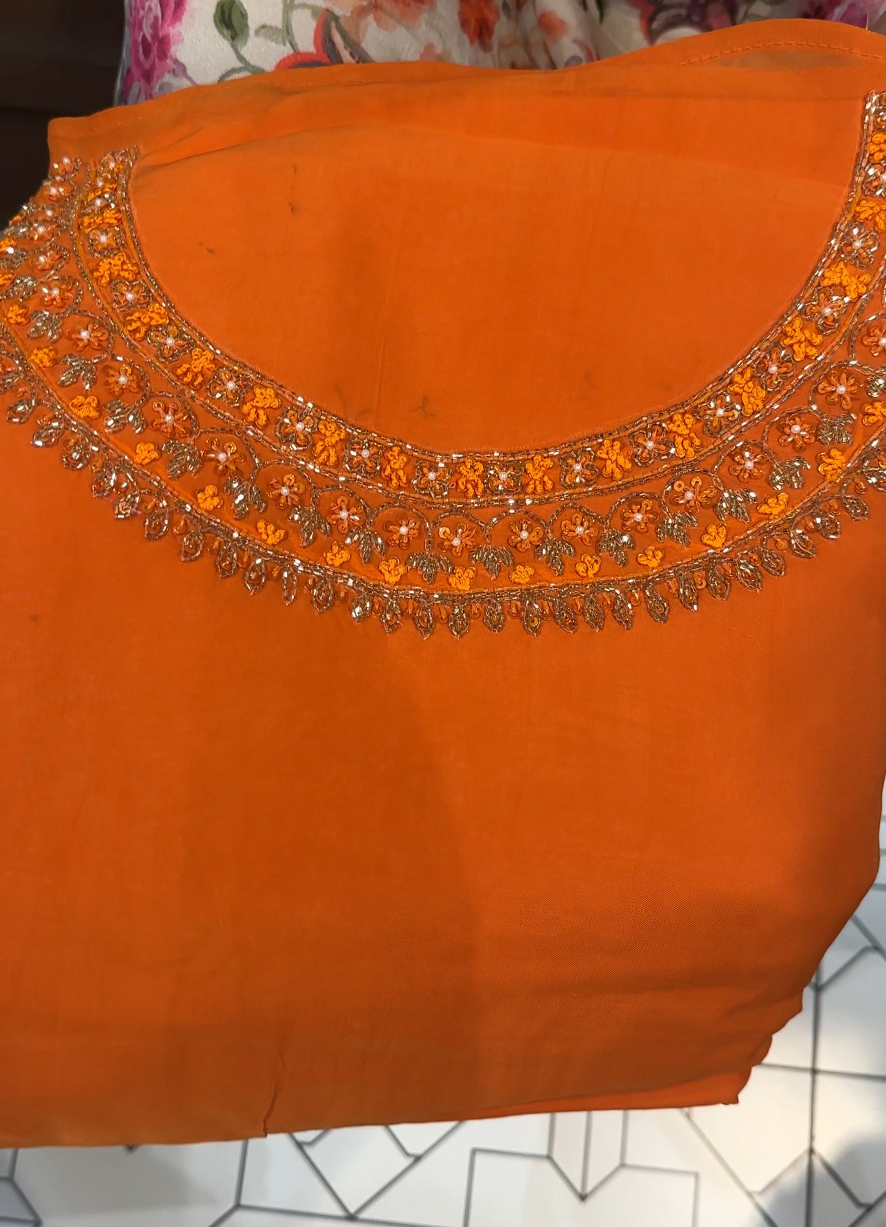 HAND WORKED ORGANZA UNSTITCHED SALWAR SUITS - IHA 26152