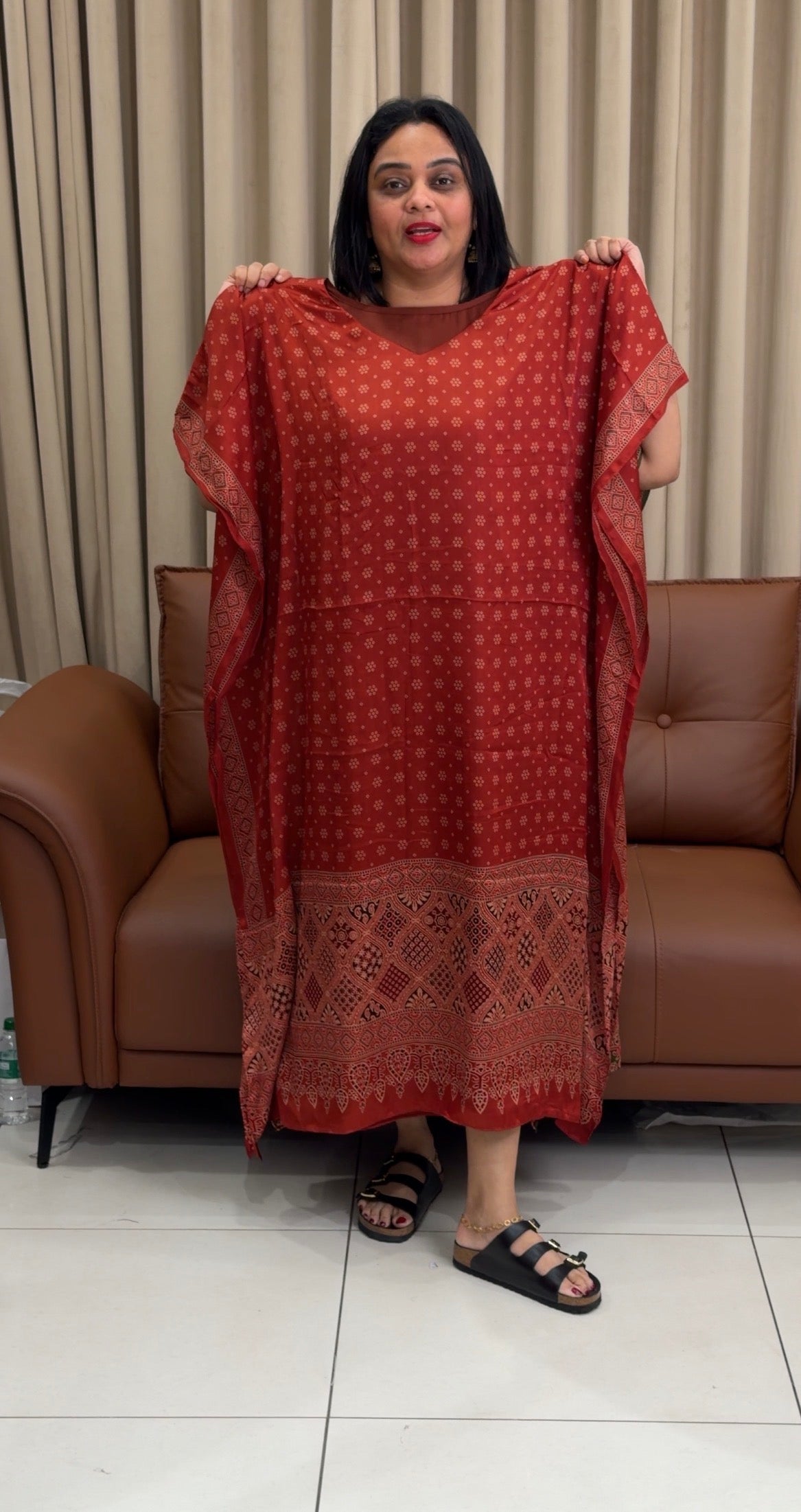 IHA'S IN-HOUSE AJRAKH PRINTED KAFTAN TOPS - IHA 33975
