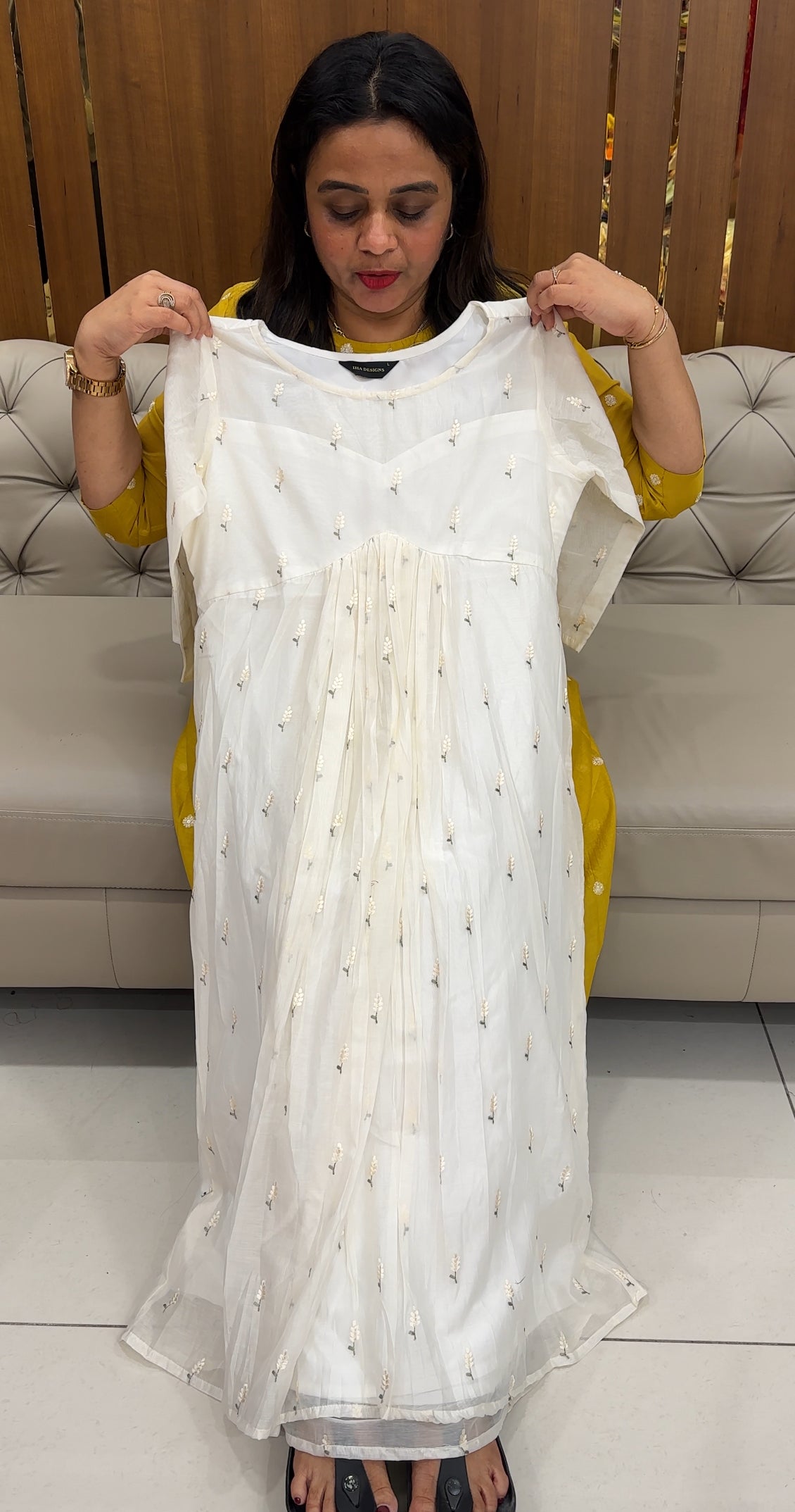 MUL CHANDERI DESIGNER LONG A-LINE TOPS - IHA 26041
