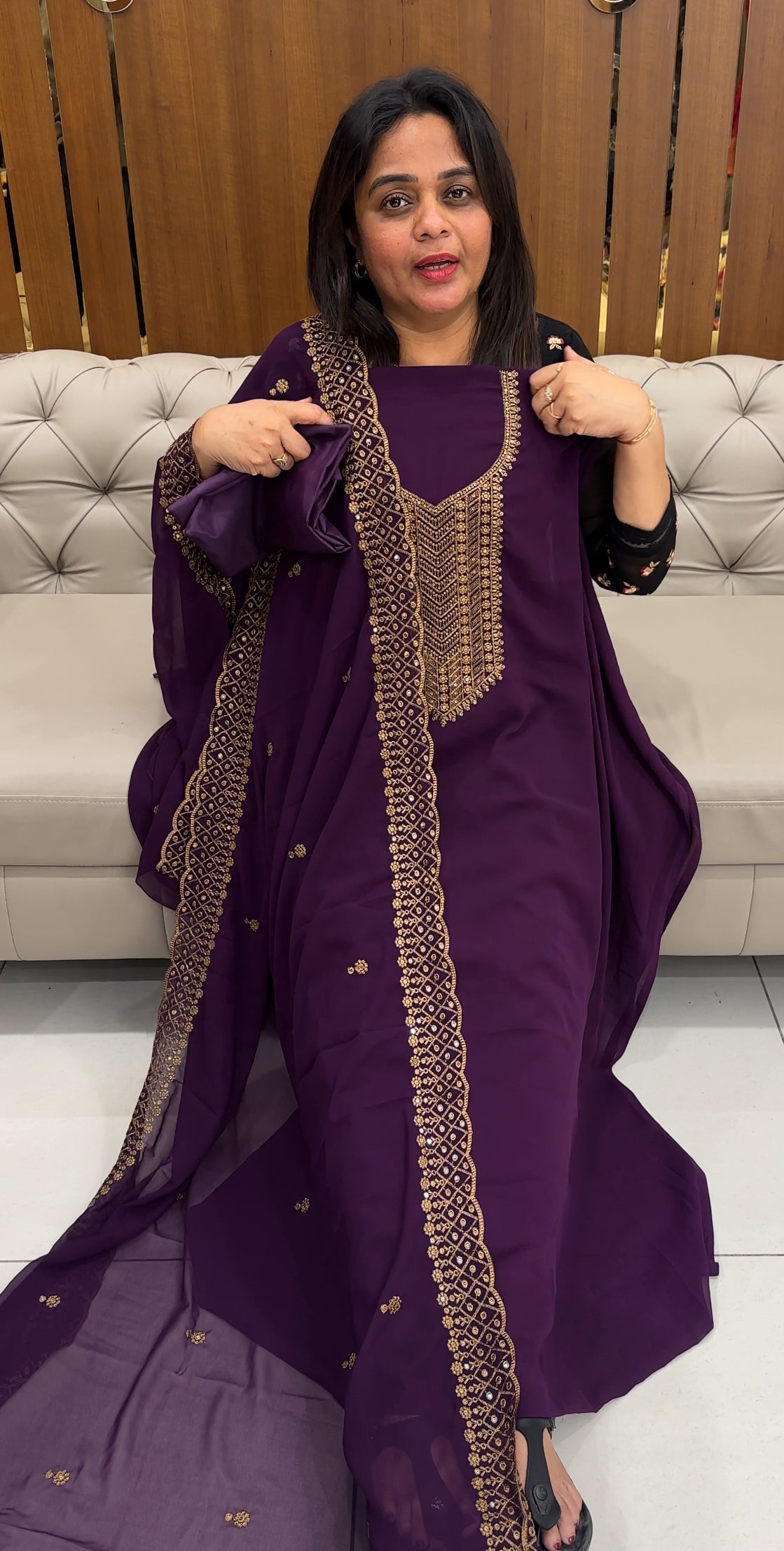 FORWARD FAUX GEORGETTE TOP,BOTTOM AND DUPATTA - IHA 26010