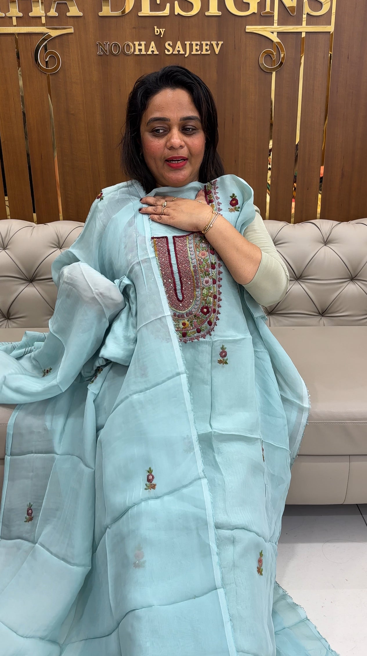 VISCOSE ORGANZA UNSTITCHED SALWAR SUITS - IHA 25759
