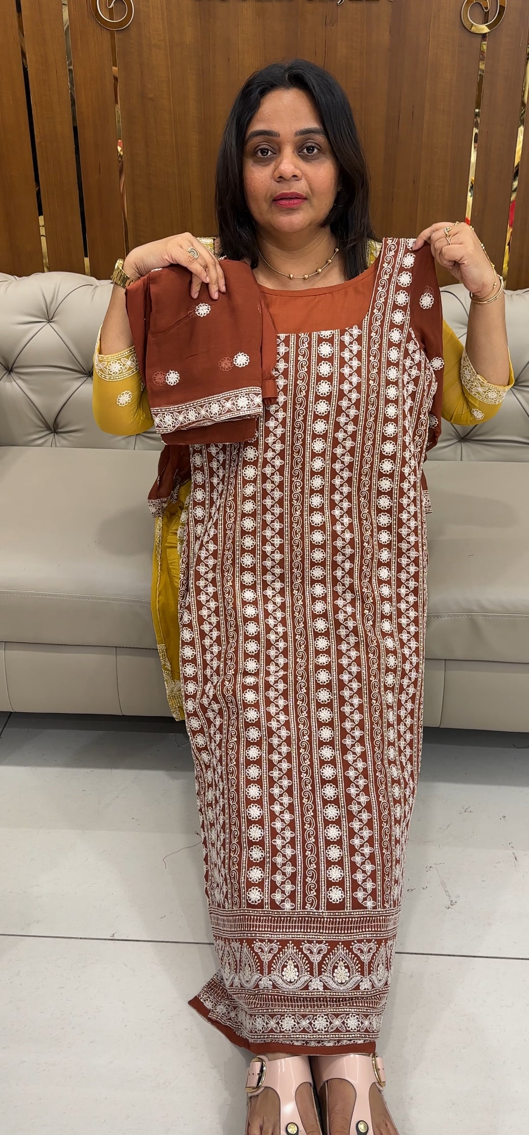 IHA'S IN-HOUSE CHIKANKARI TOP,BOTTOM AND DUPATTA - IHA 26861