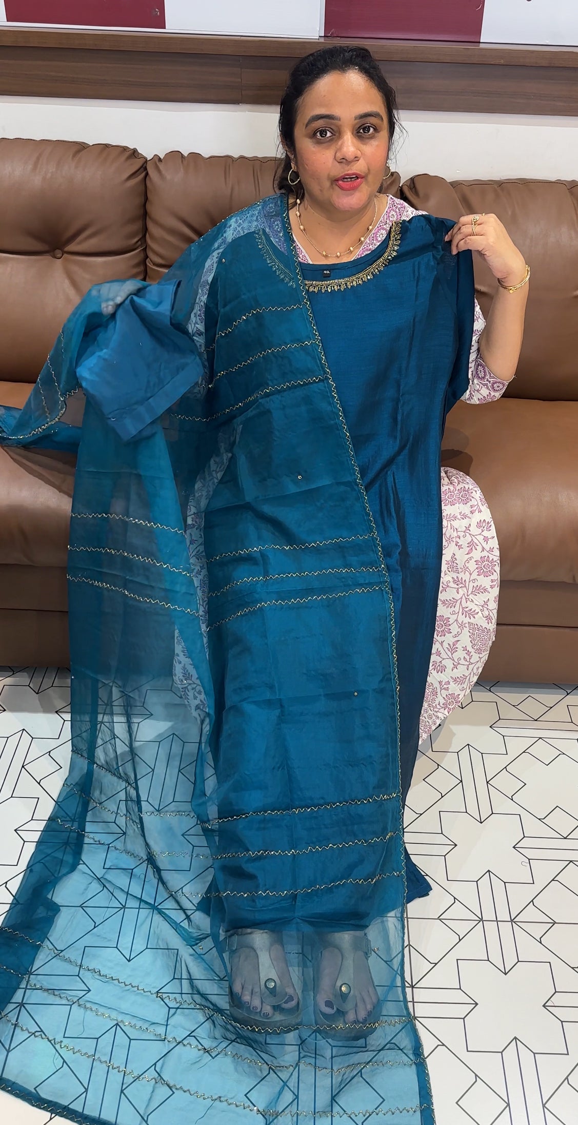SEMI RAW SILK TOP, BOTTOM AND DUPATTA - IHA 26462