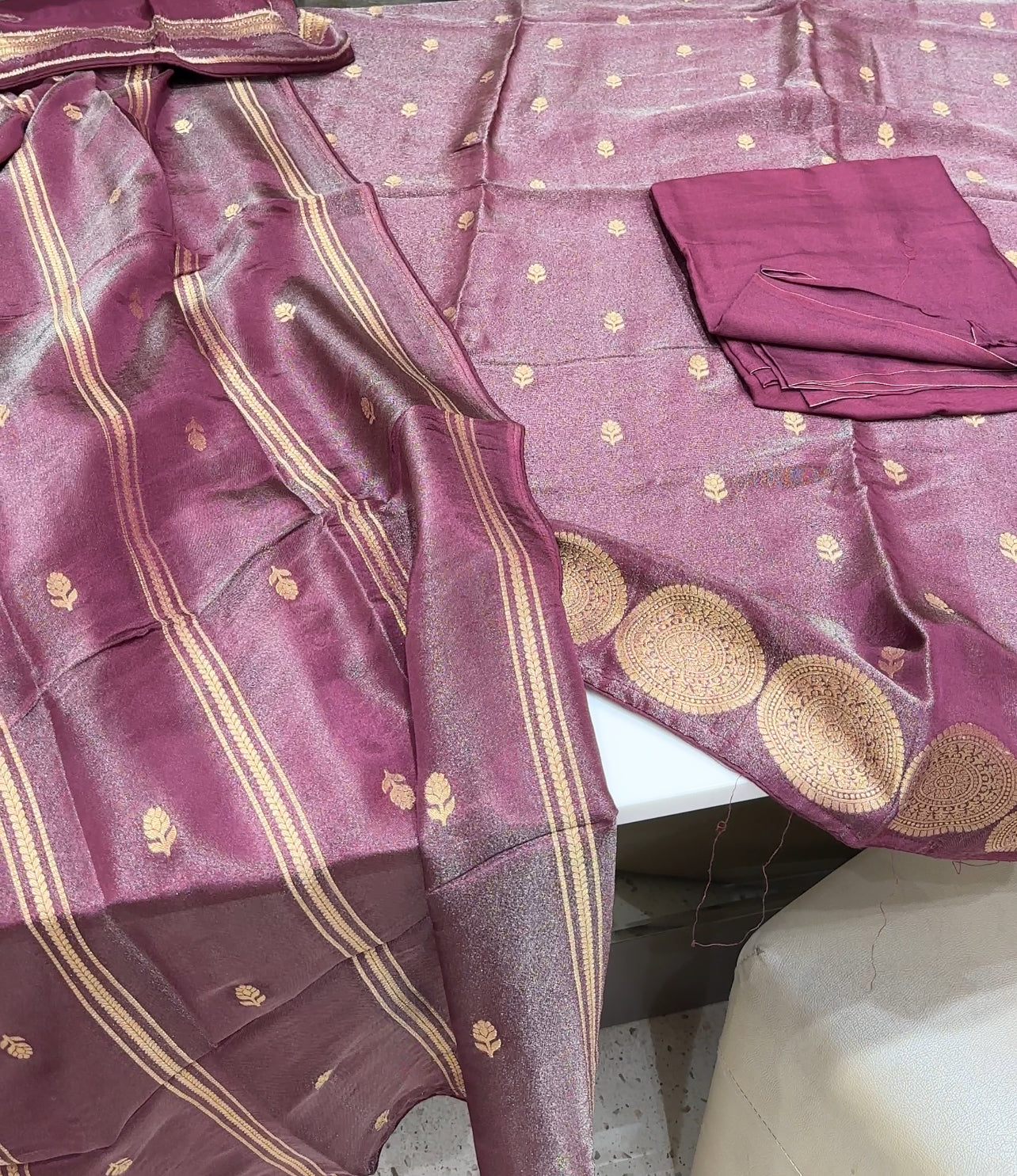 BANARASI TISSUE UNSTITCHED SALWAR SUITS - IHA 24096