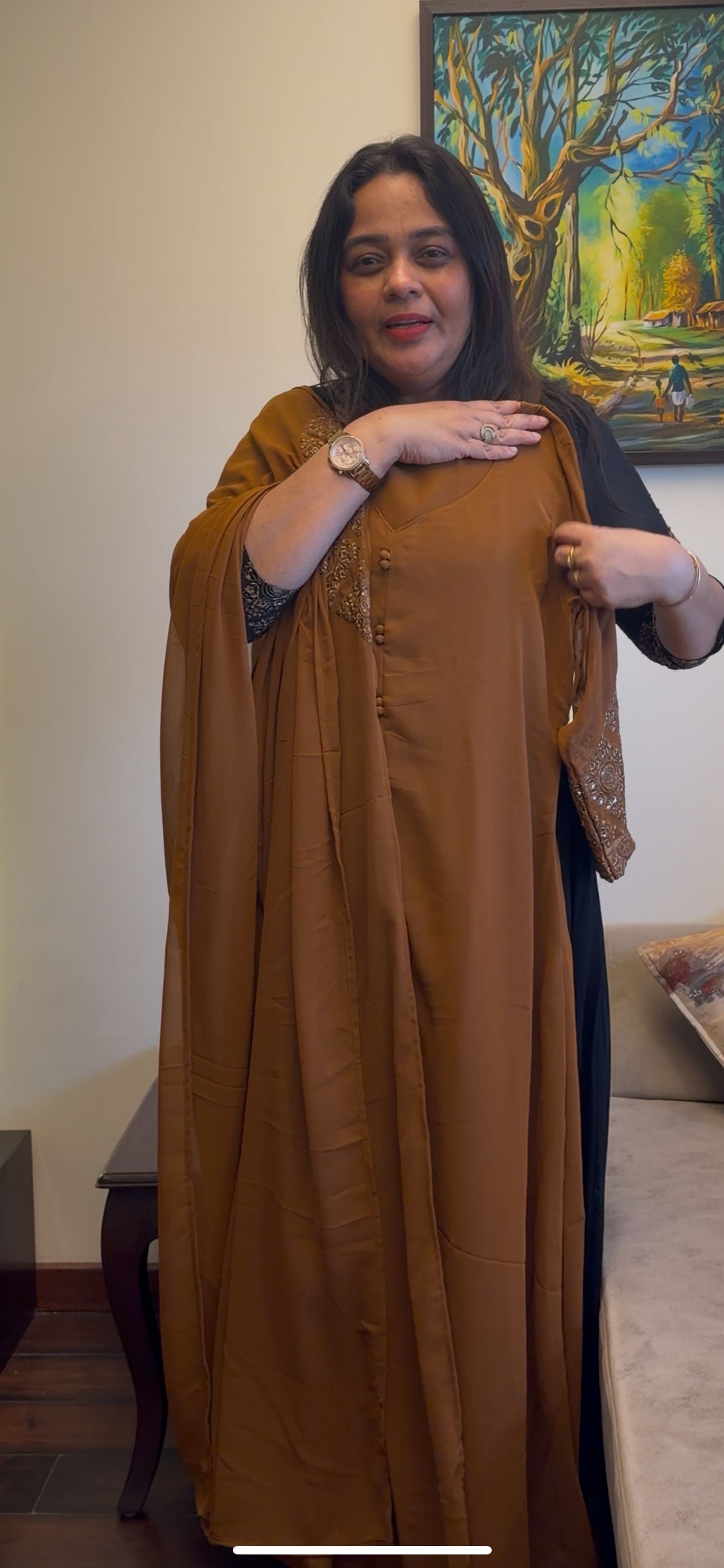 DESIGNER LONG ALINE TOP AND DUPATTA - IHA 29374