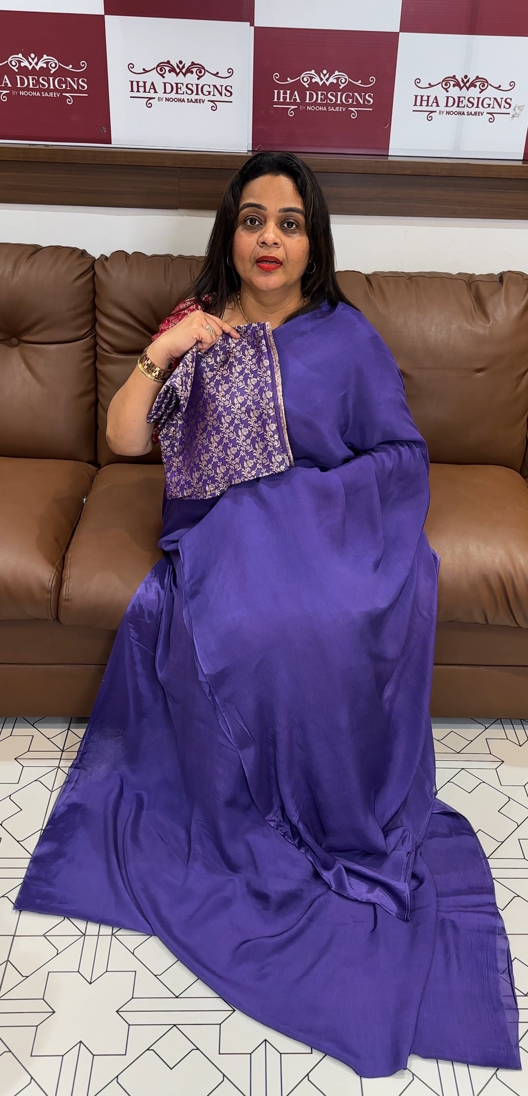 IHA'S IN-HOUSE PLATINUM CHIFFON SAREES - IHA 24607