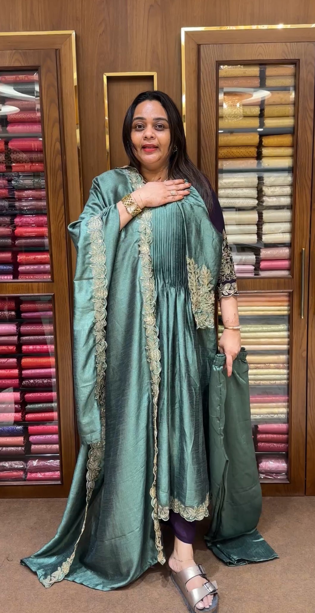 SEMI RAW SILK TOP,BOTTOM AND DUPATTA - IHA 24149