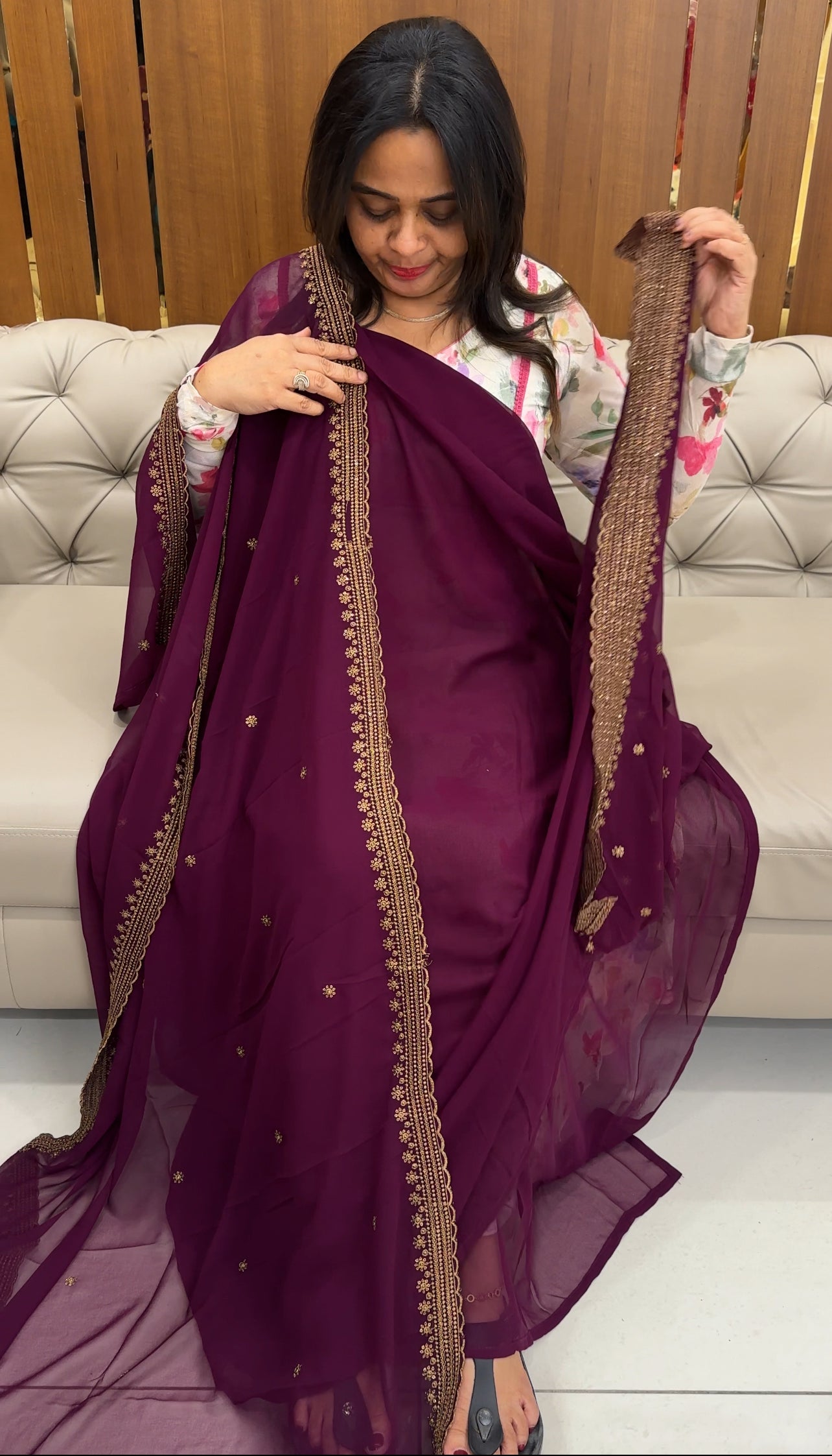 HAND WORKED UNSTITCHED SALWAR SUITS - IHA 26075