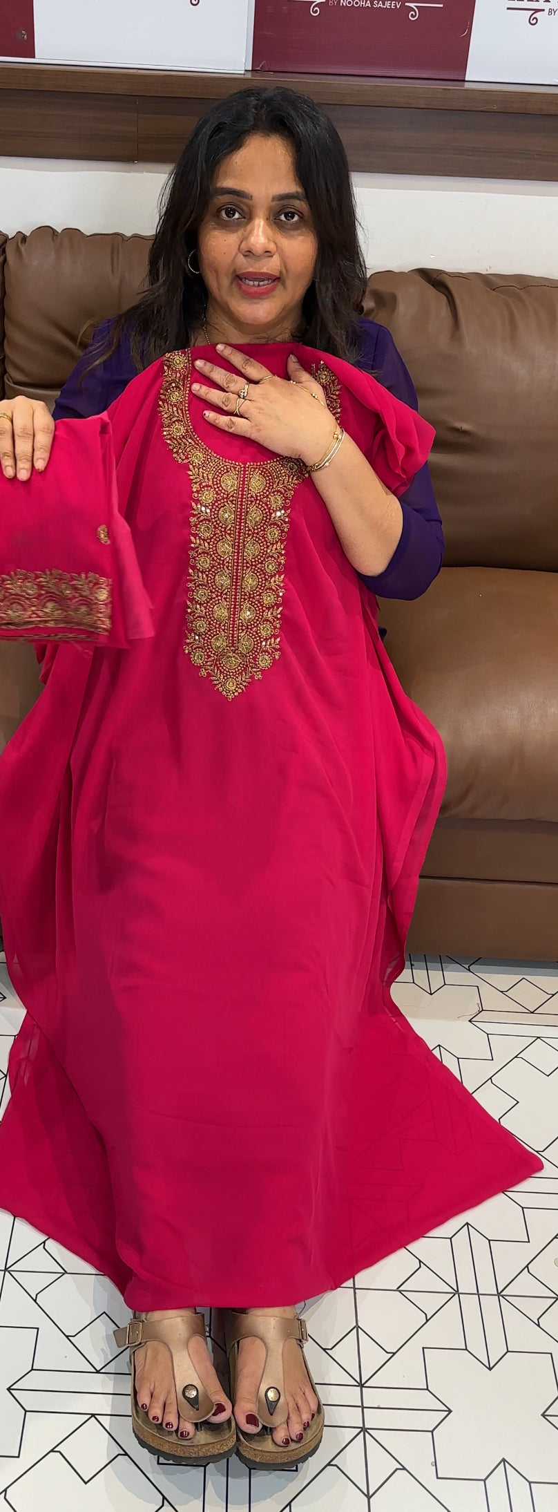 HAND WORKED UNSTITCHED SALWAR SUITS - IHA 26179