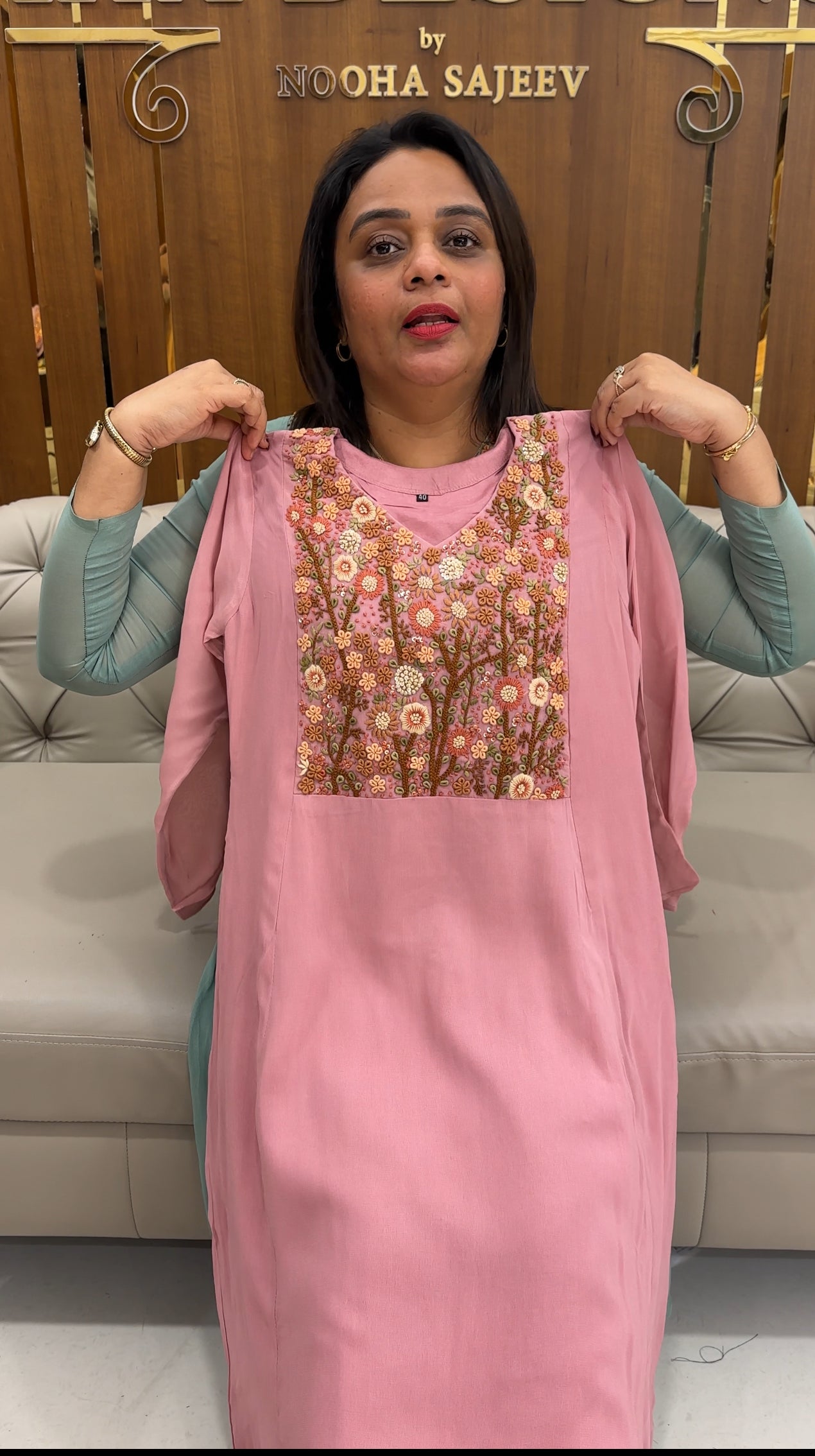 HAND WORKED GEORGETTE ALINE TOPS - IHA 25774