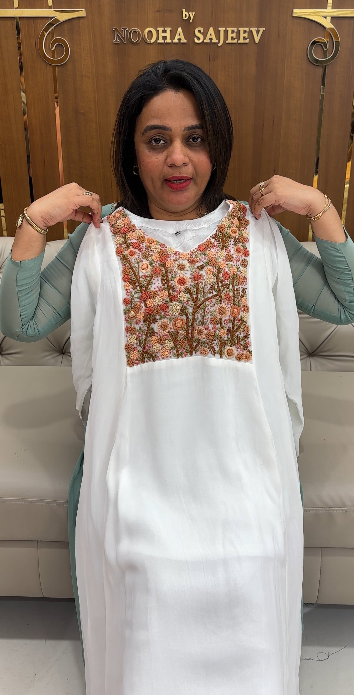 HAND WORKED GEORGETTE ALINE TOPS - IHA 25774