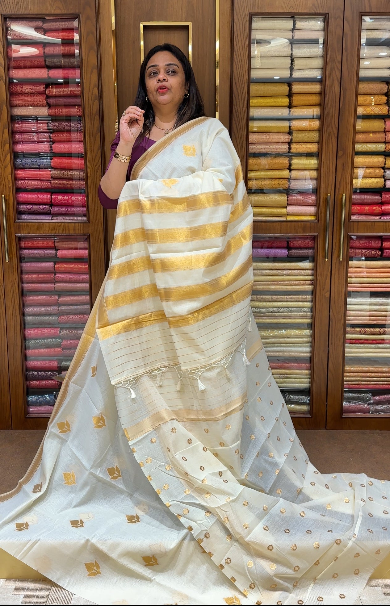 KERALA CREAM SAREES - IHA 21666