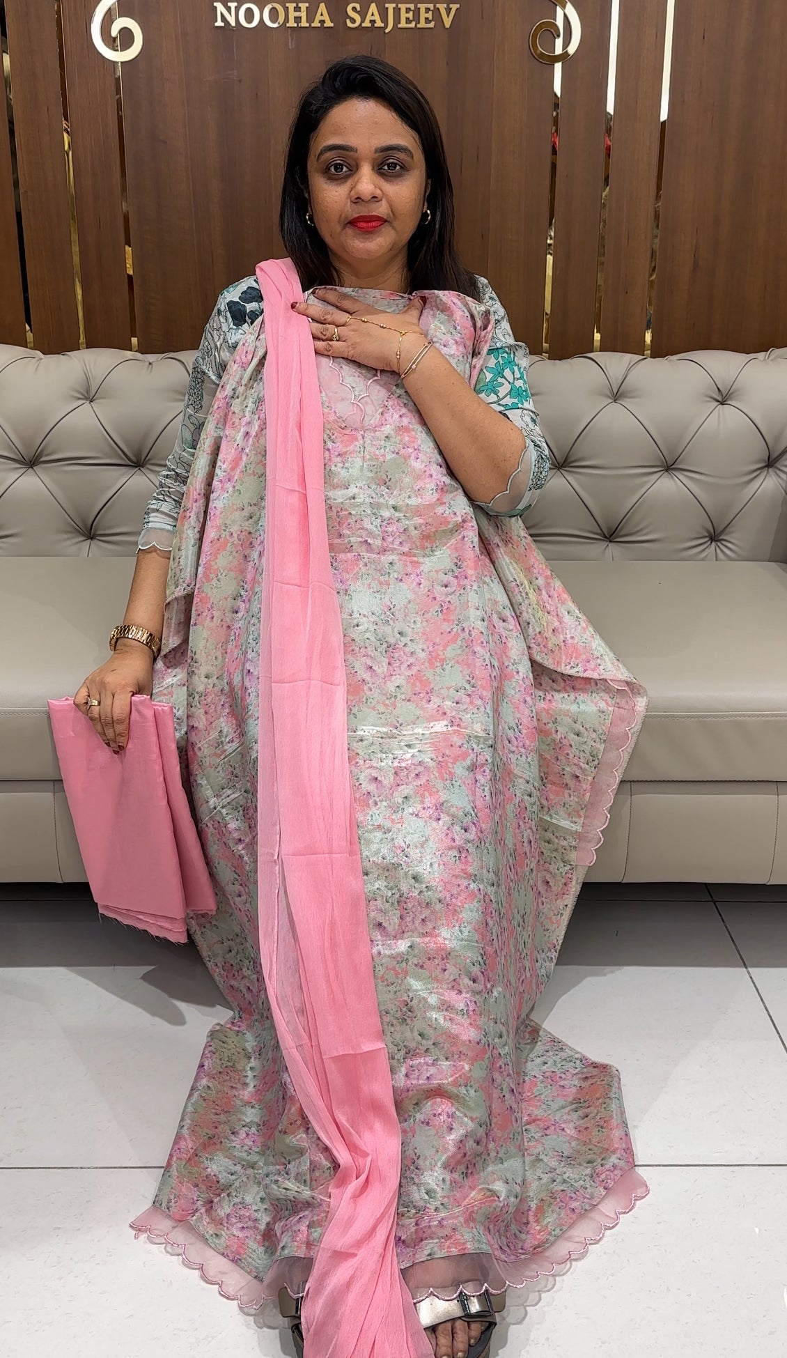 IHA'S IN-HOUSE PRINTED TISSUE UNSTITCHED SALWAR SUITS - IHA 24244