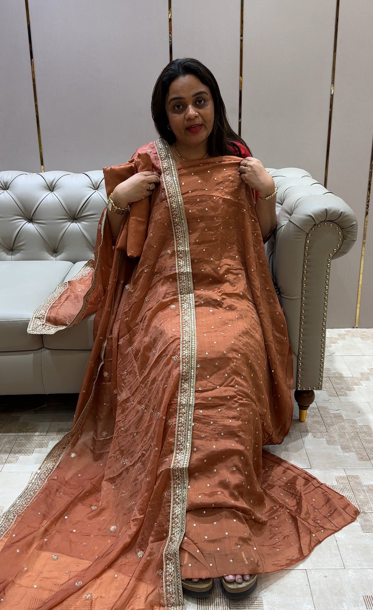 PLATINUM CHIFFON UNSTITCHED SALWAR SUITS - IHA 23086