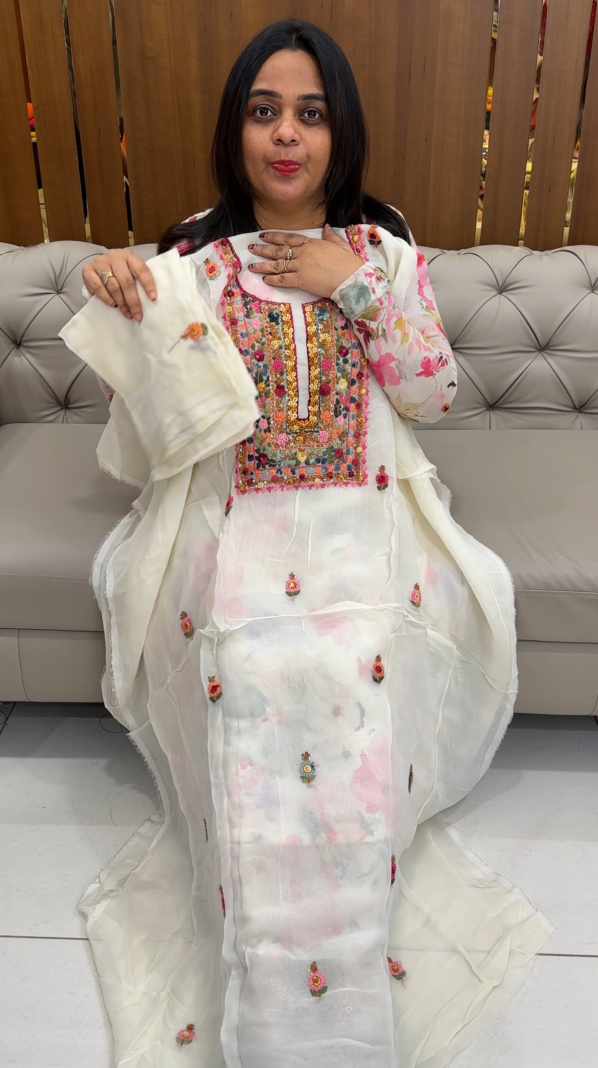 VISCOSE ORGANZA UNSTITCHED SALWAR SUITS - IHA 26095