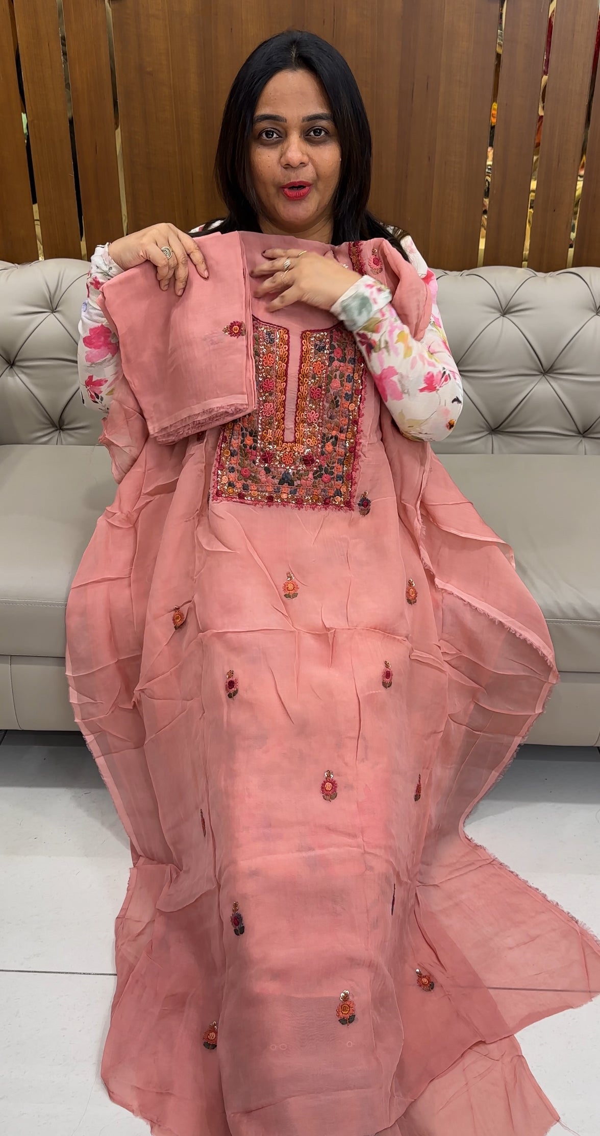 VISCOSE ORGANZA UNSTITCHED SALWAR SUITS - IHA 26095