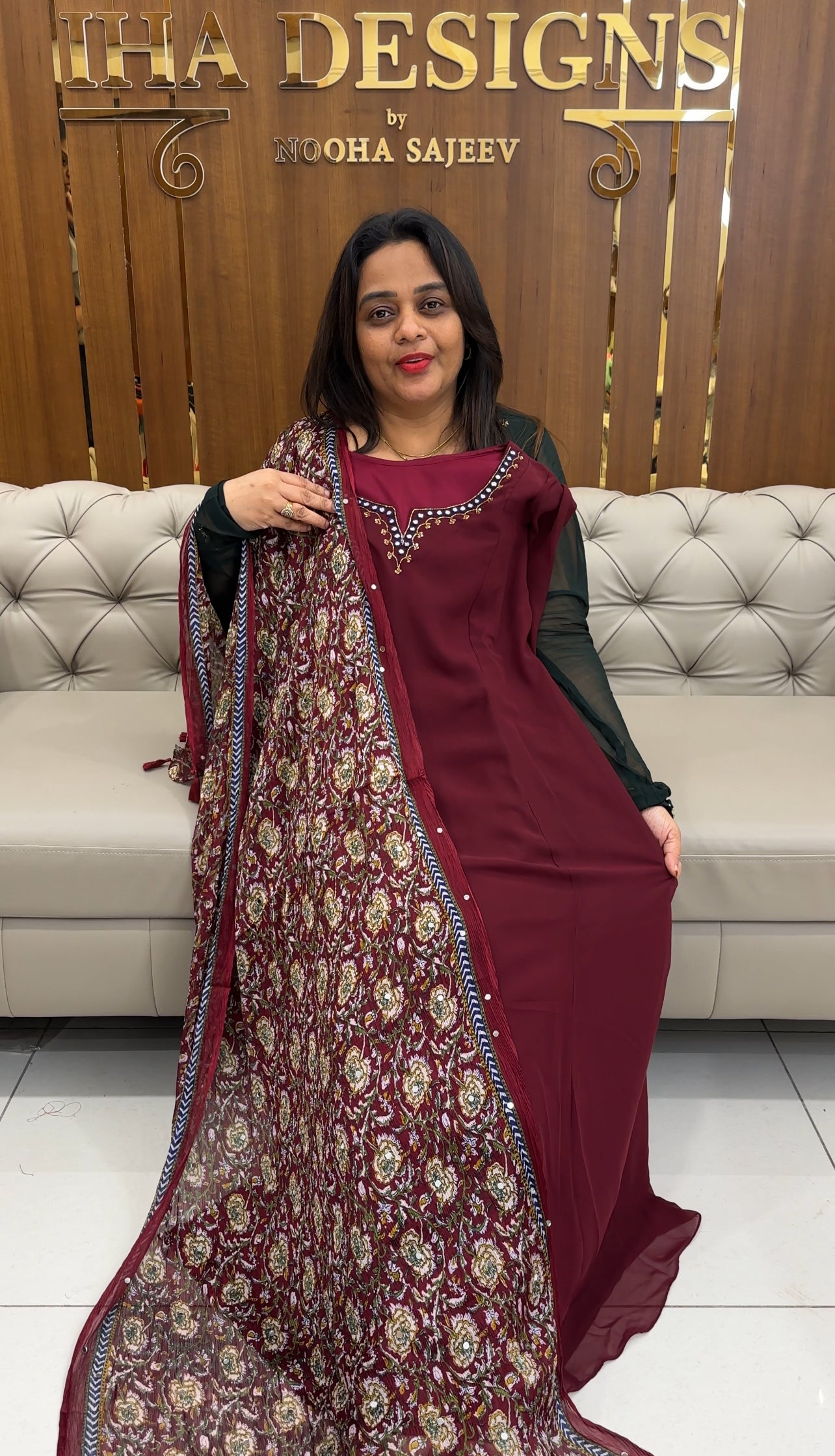 IHA'S IN-HOUSE A-LINE TOP AND DUPATTA - IHA 25249