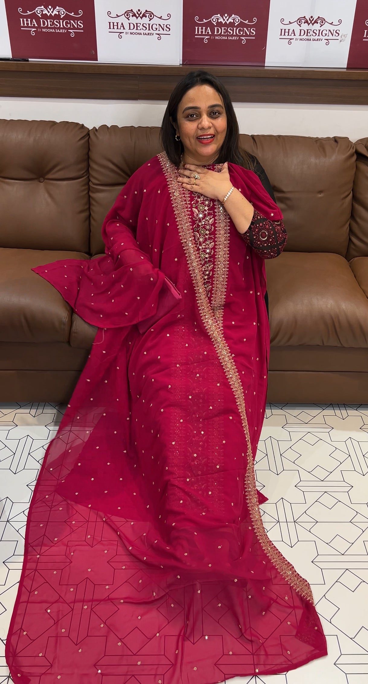 FAUX GEORGETTE UNSTITCHED SALWAR SUITS- IHA 22417