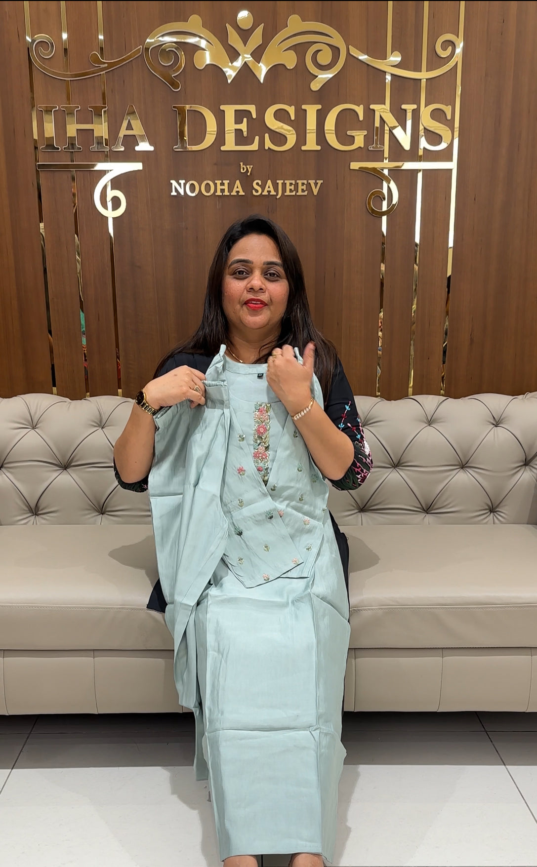 HAND WORKED MODAL CHANDERI TOP AND BOTTOM - IHA 24153
