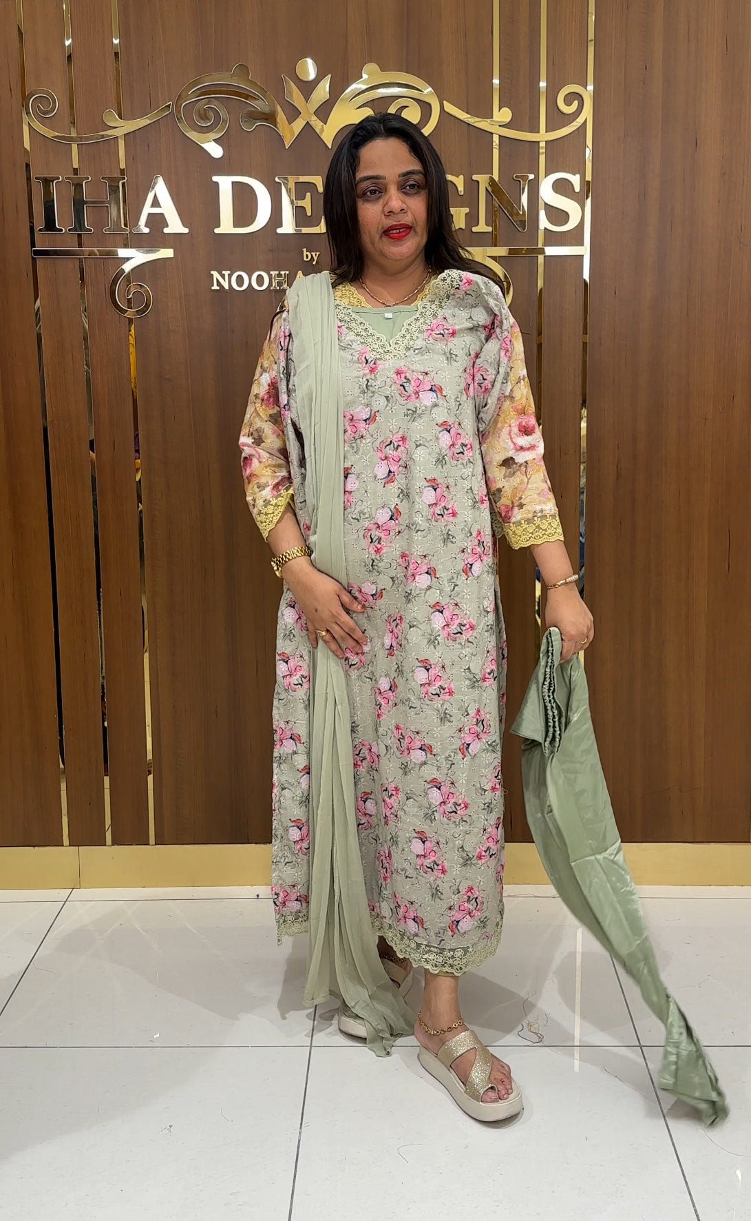 PRINTED HAKOBA TOP, BOTTOM AND DUPATTA - IHA 23001