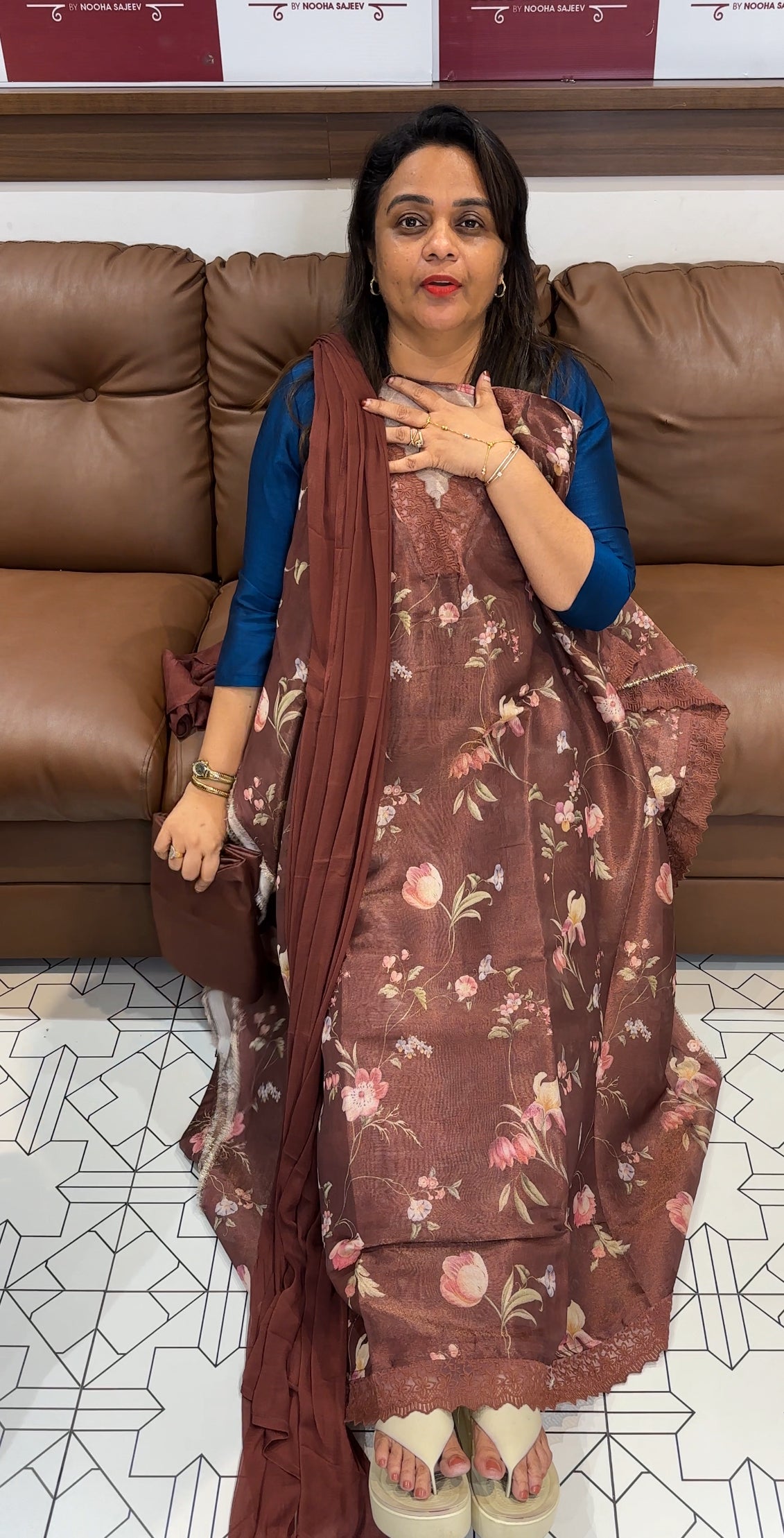 PRINTED TISSUE UNSTITCHED SALWAR SUITS - IHA 25172