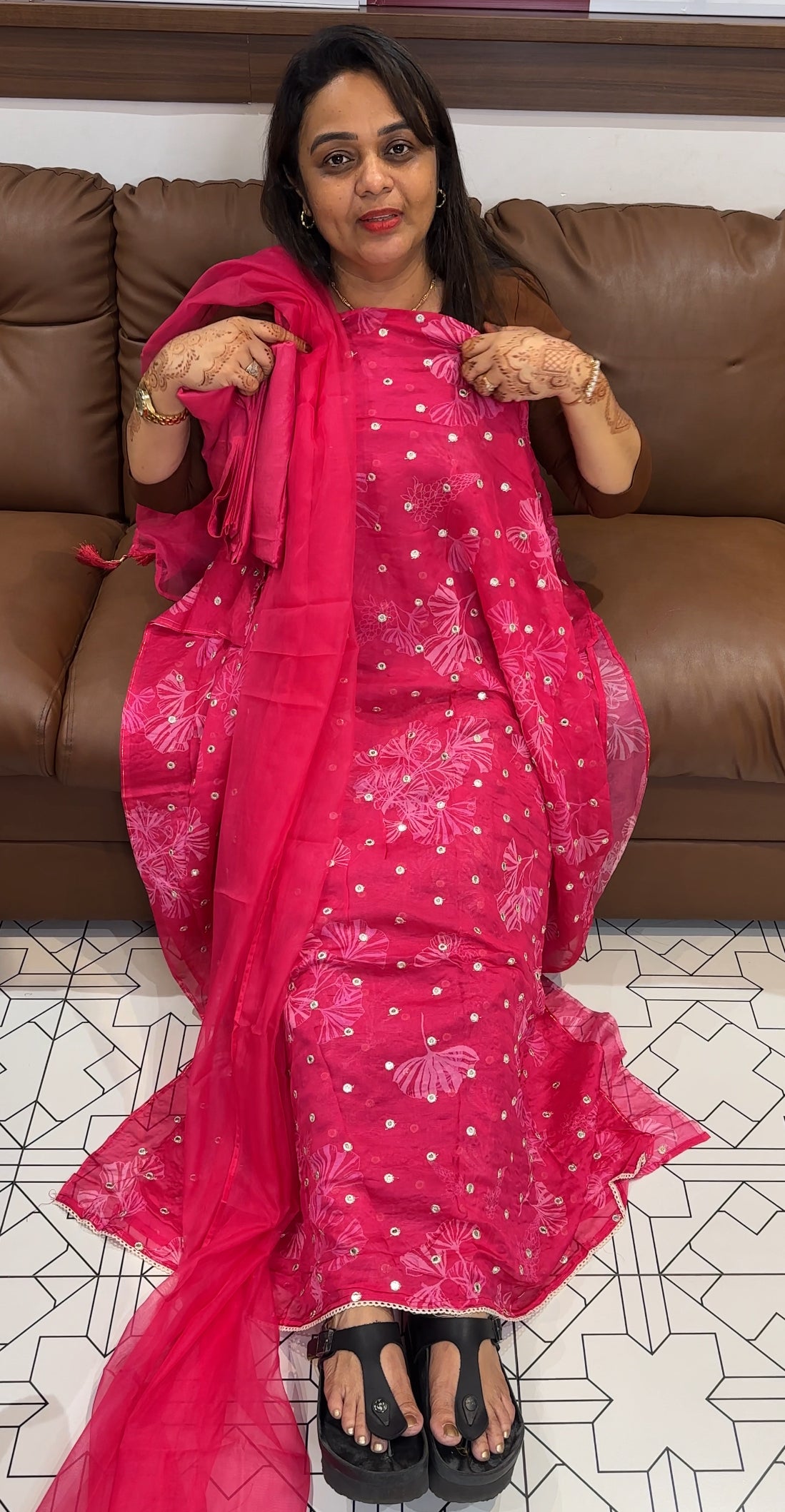 VISCOSE ORGANZA UNSTITCHED SALWAR SUITS - IHA 23739