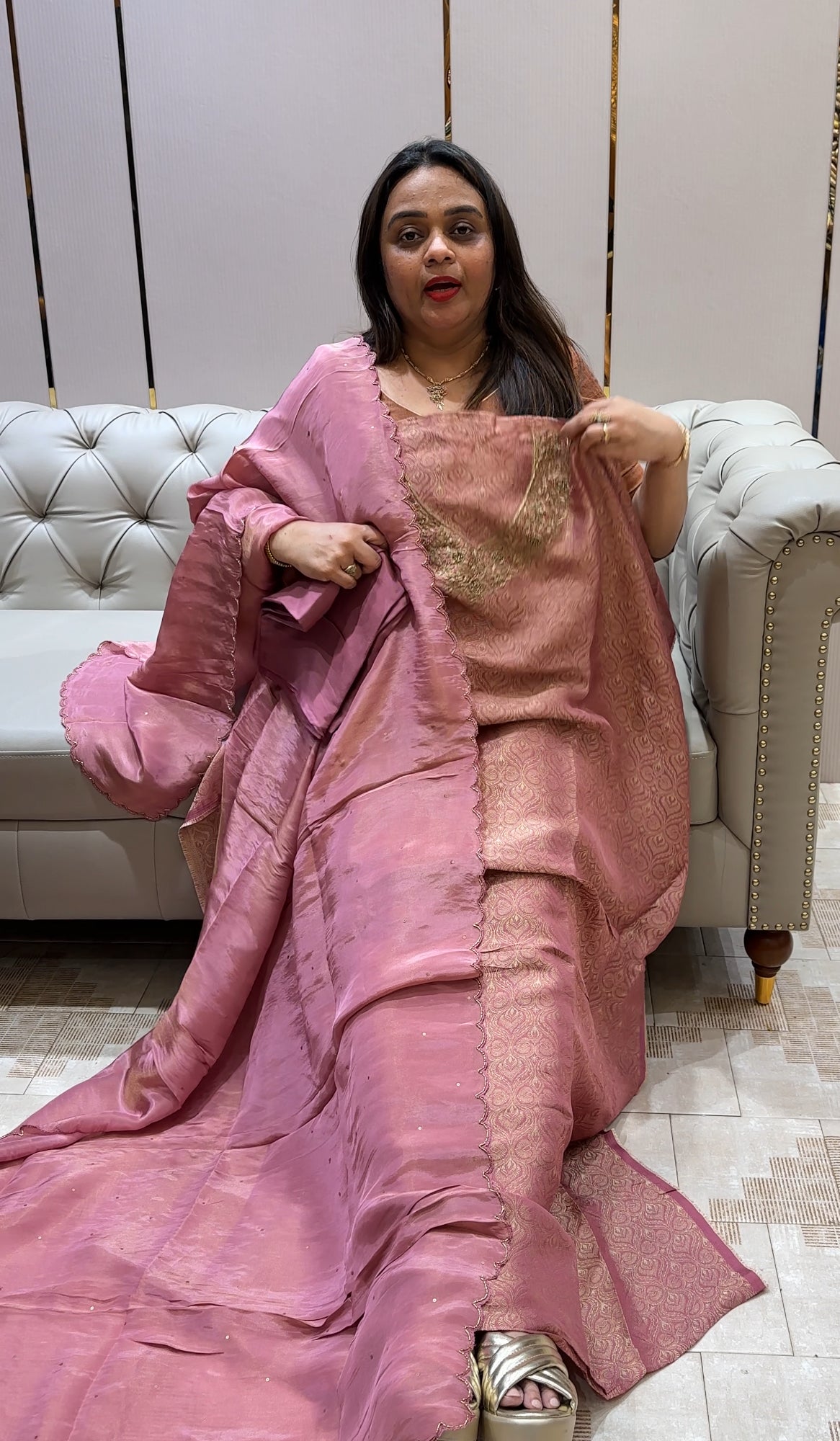 SILK TISSUE UNSTITCHED SALWAR SUITS - IHA 22292