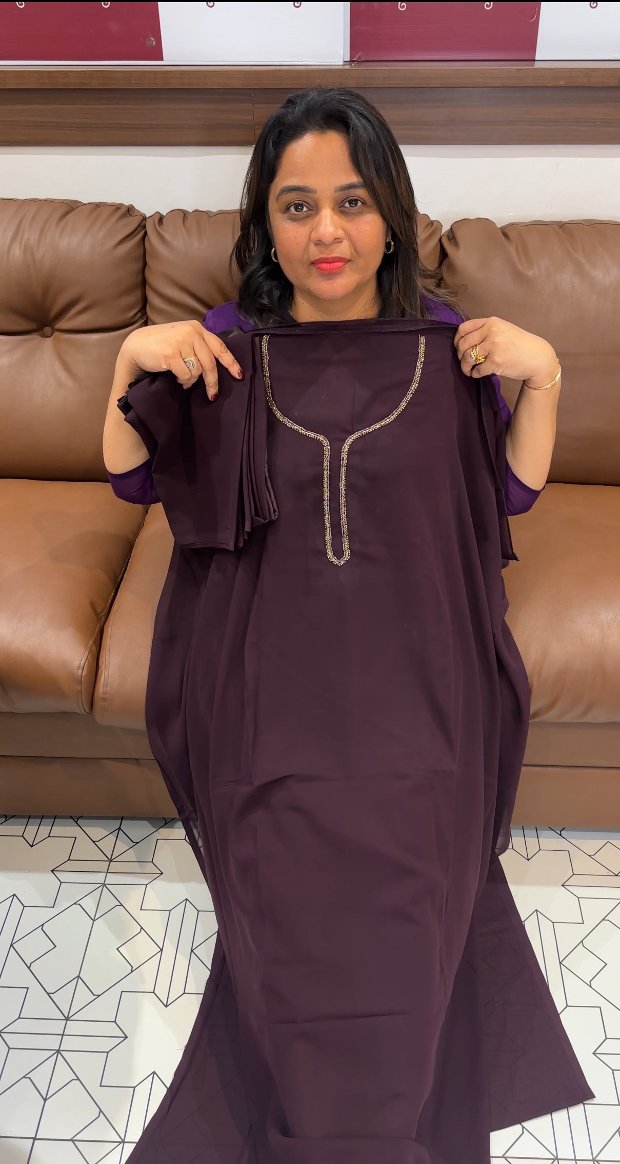 HAND WORKED UNSTITCHED SALWAR SUITS - IHA 25483