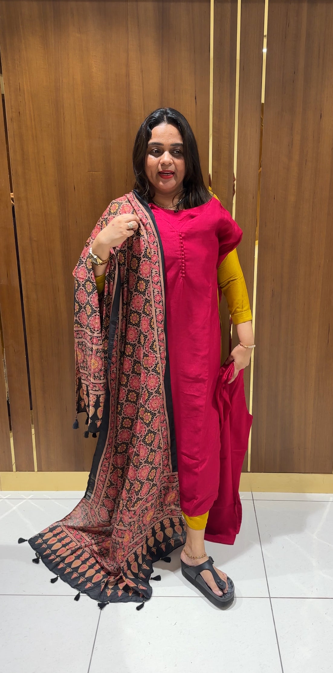 SEMI RAW SILK TOP,BOTTOM AND DUPATTA - IHA 22975