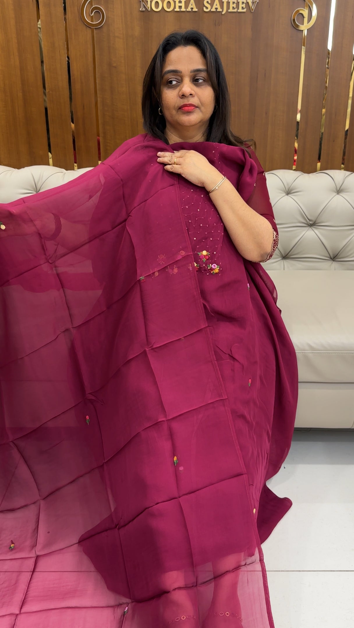 VISCOS ORGANZA UNSTITCHED SALWAR SUITS - IHA 25244