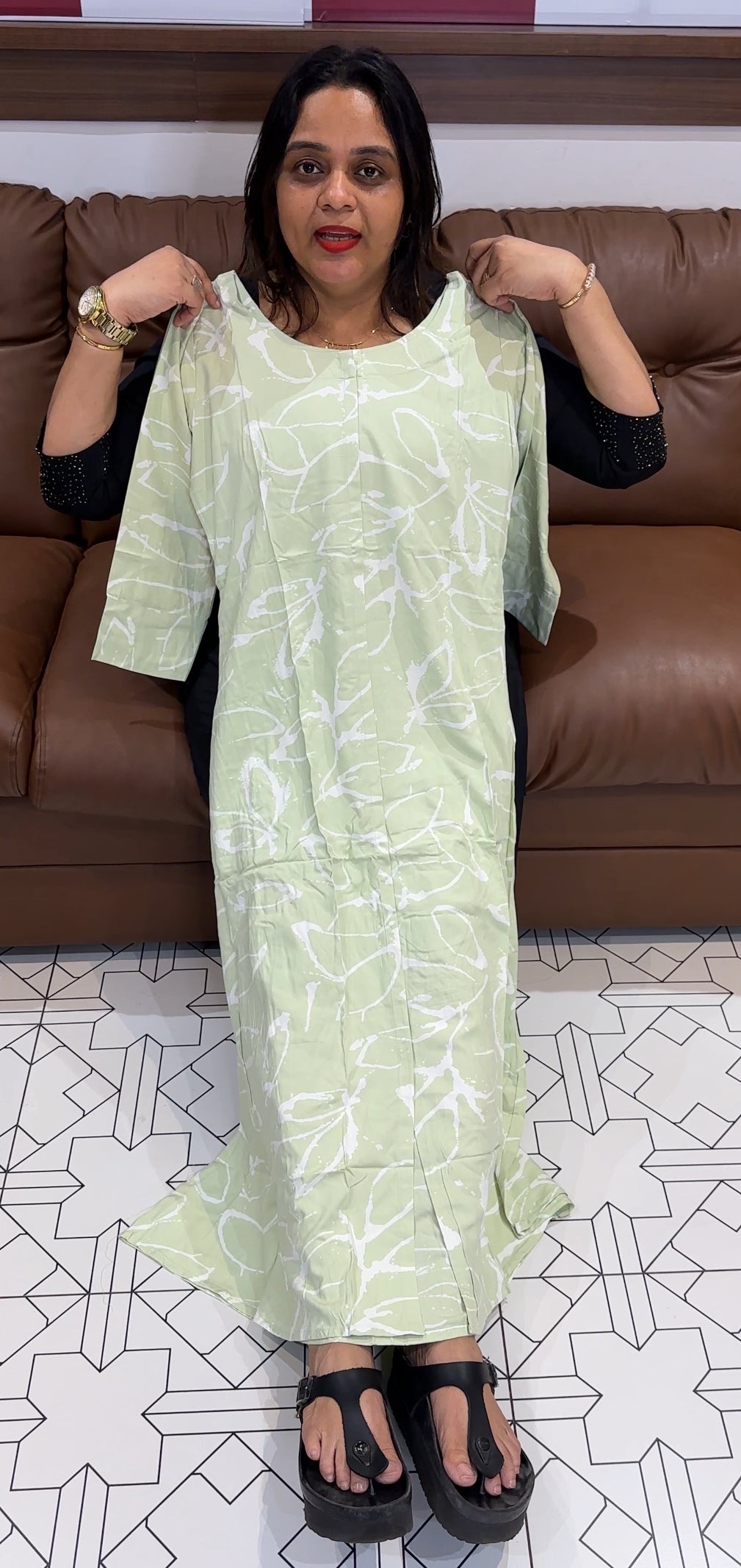 VISCOSE RAYON ALINE FROCK - IHA 23074