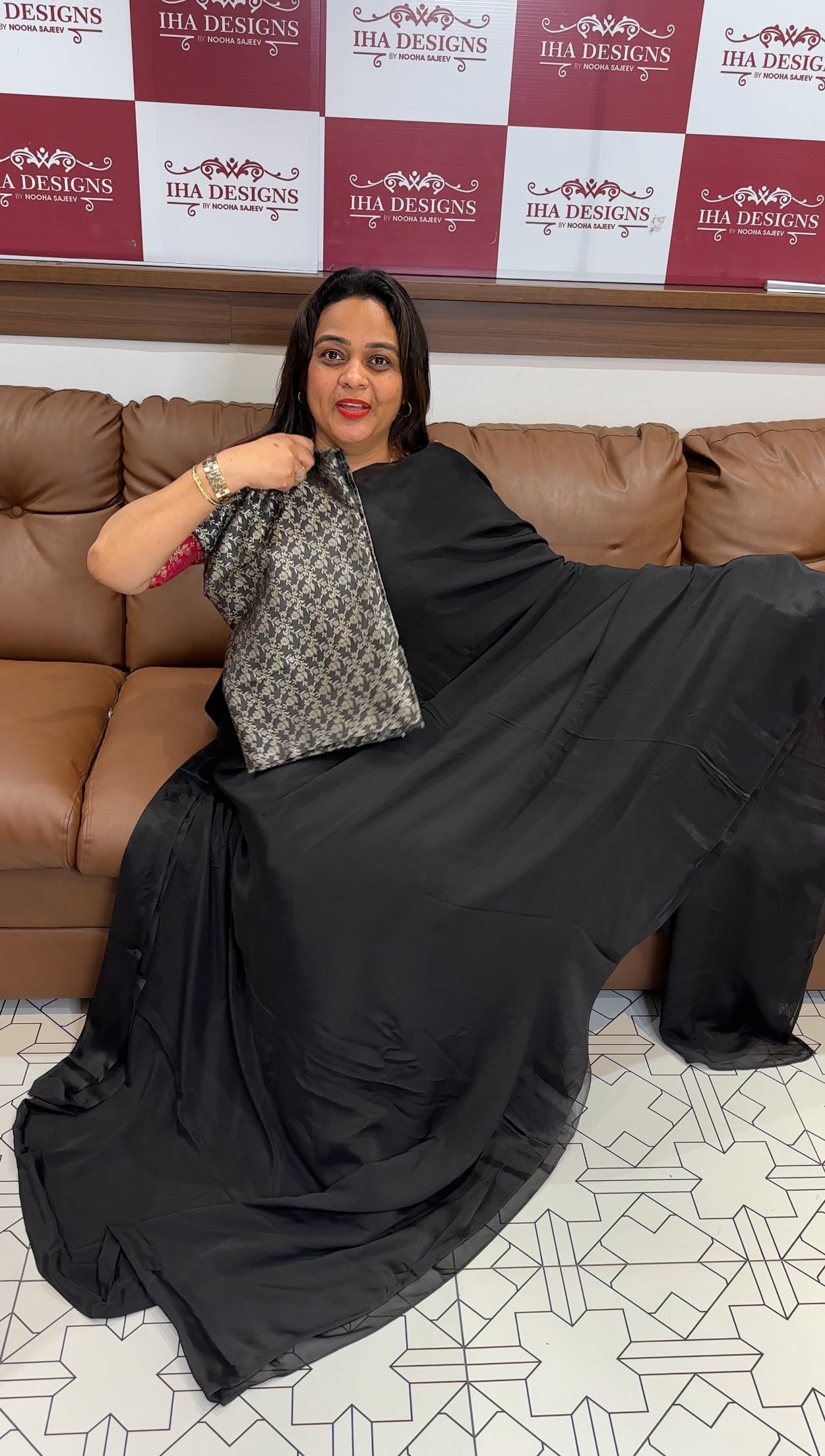 IHA'S IN-HOUSE PLATINUM CHIFFON SAREES - IHA 24607