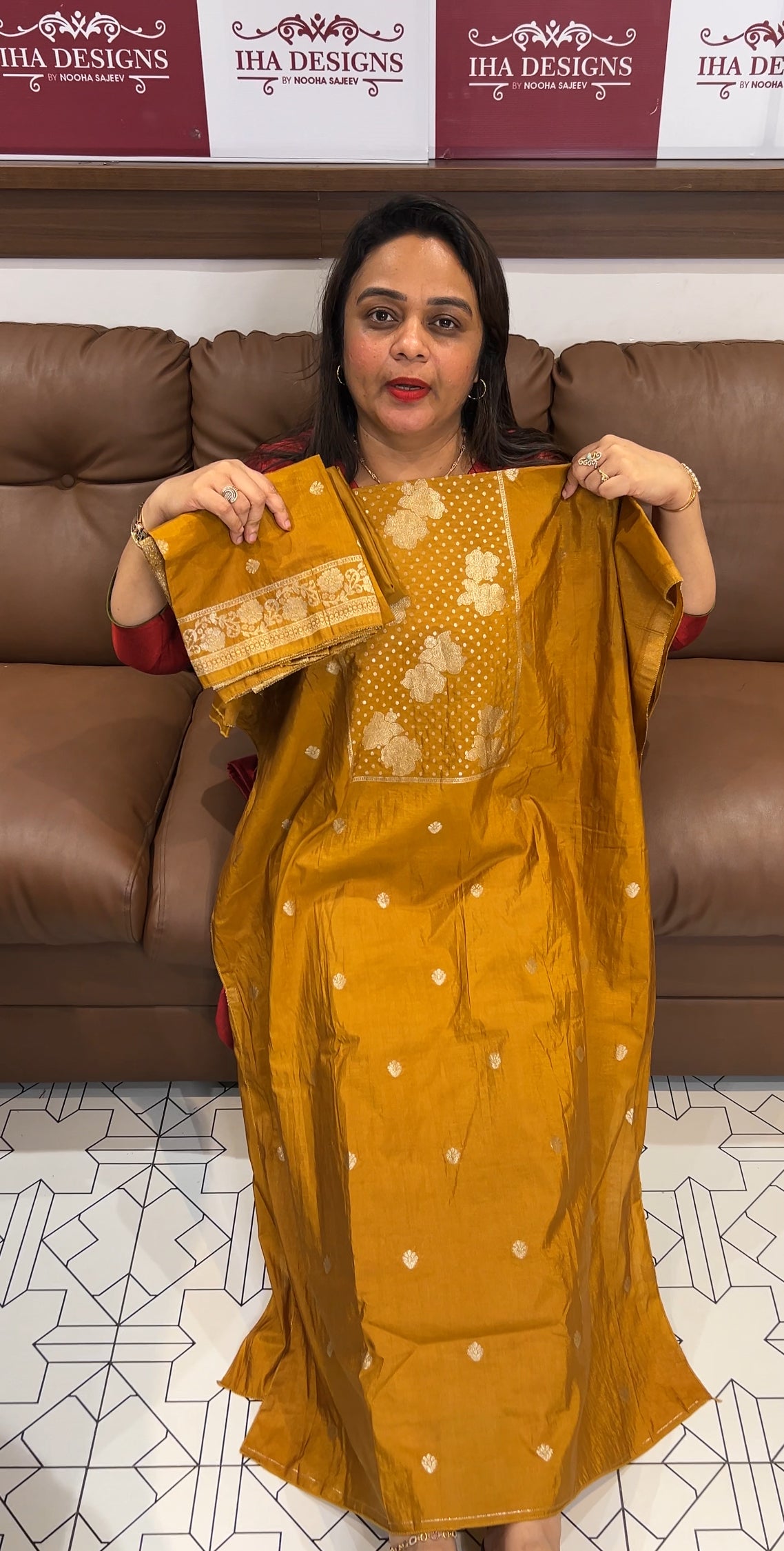 SEMI BANARASI UNSTITCHED SALWAR SUITS- IHA 23497