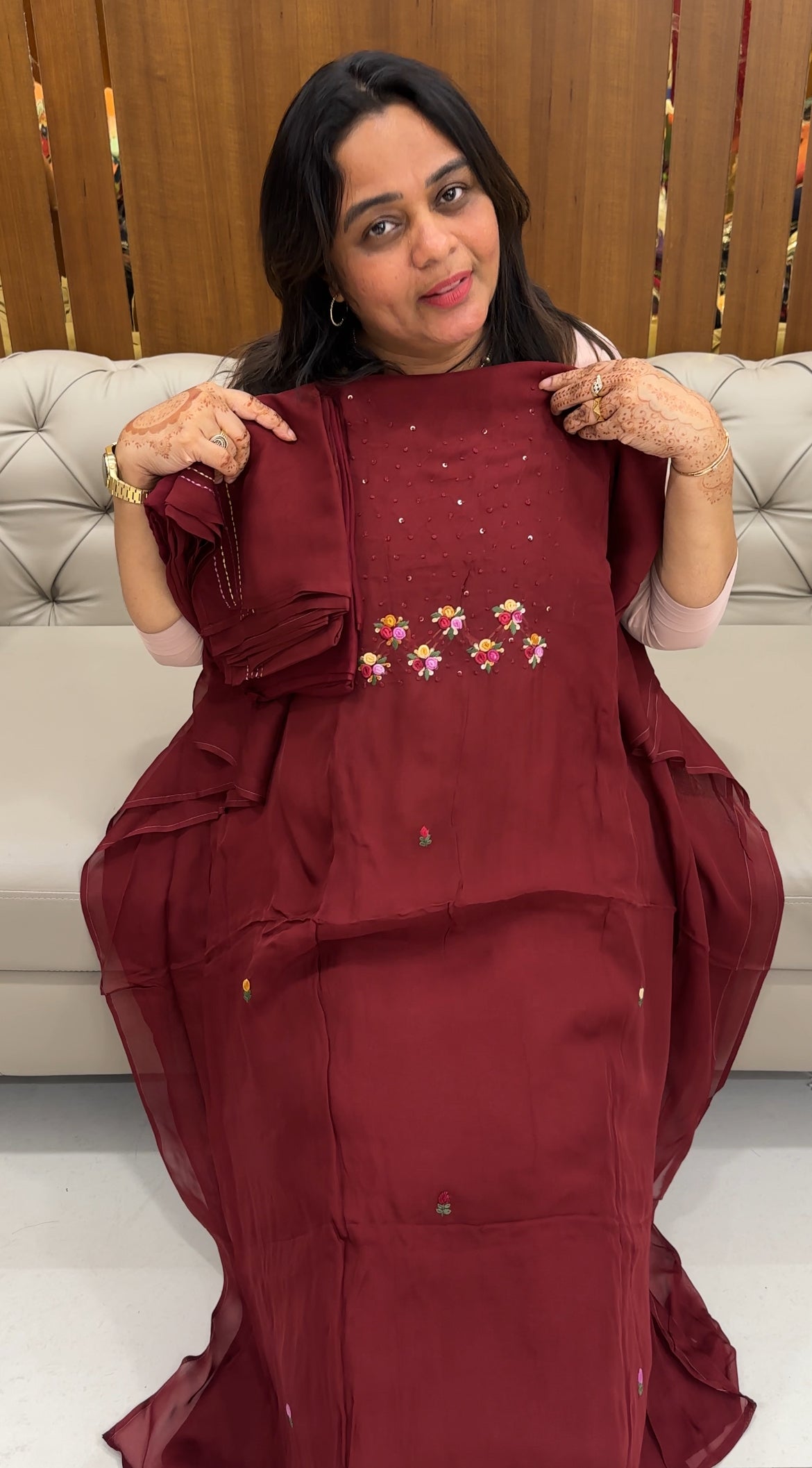 VISCOSE ORGANZA UNSTITCHED SLWAR SUITS - IHA 27585